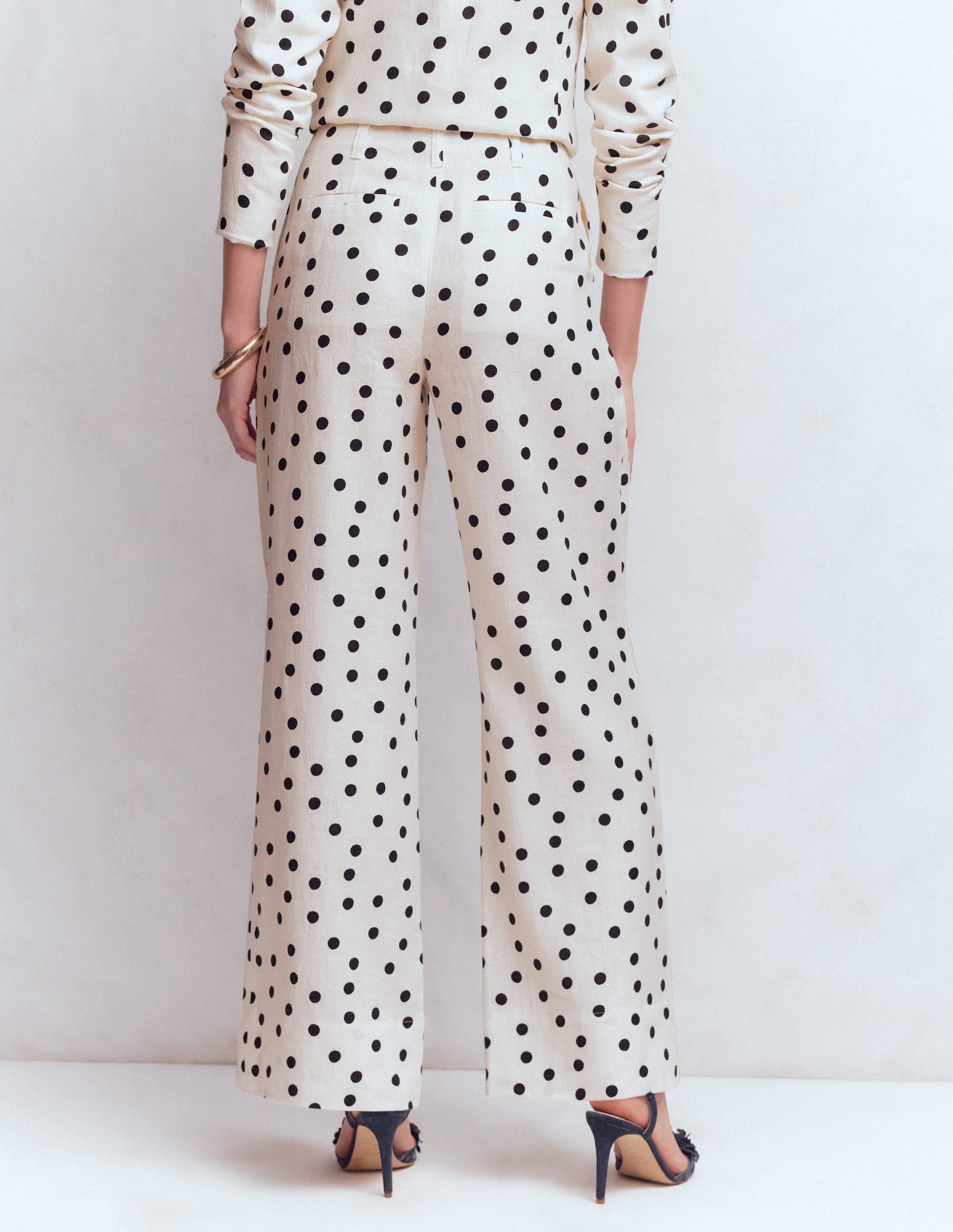 Mayfair Linen Trousers-Ivory, Painted Dot - Image 3