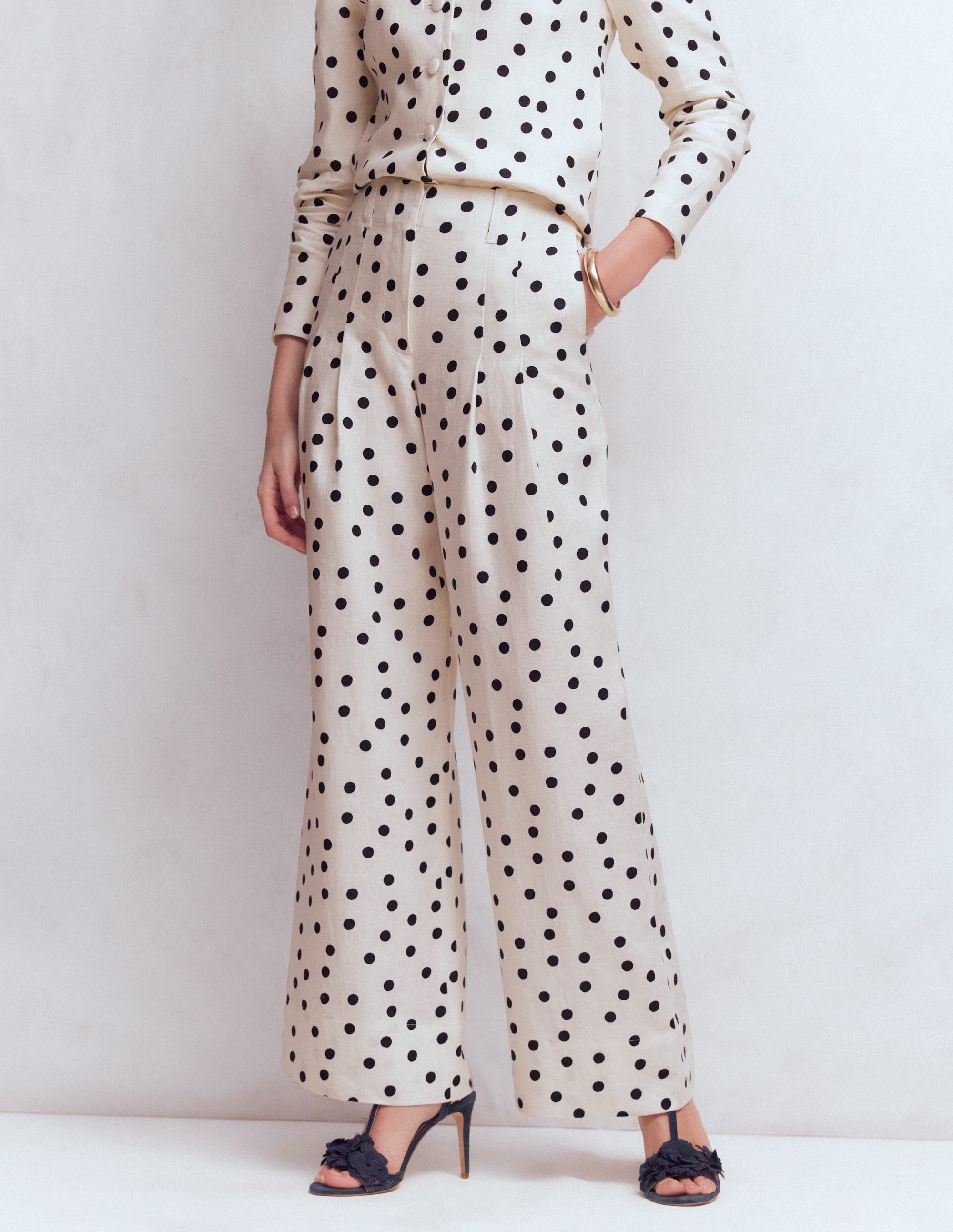 Mayfair Linen Trousers-Ivory, Painted Dot - Image 4