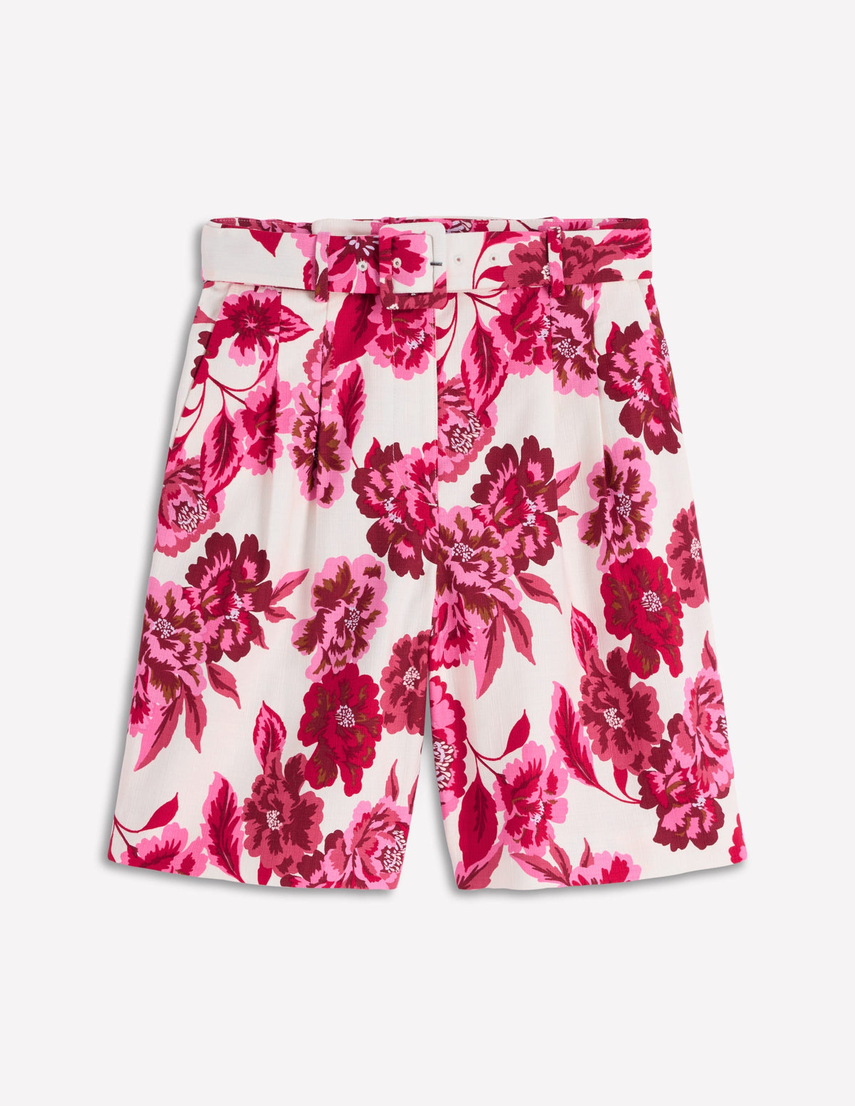 Chelsea Klassisch geschneiderte Shorts mit Gürtel-Sangria Sunset Pink, Blumenmuster-8