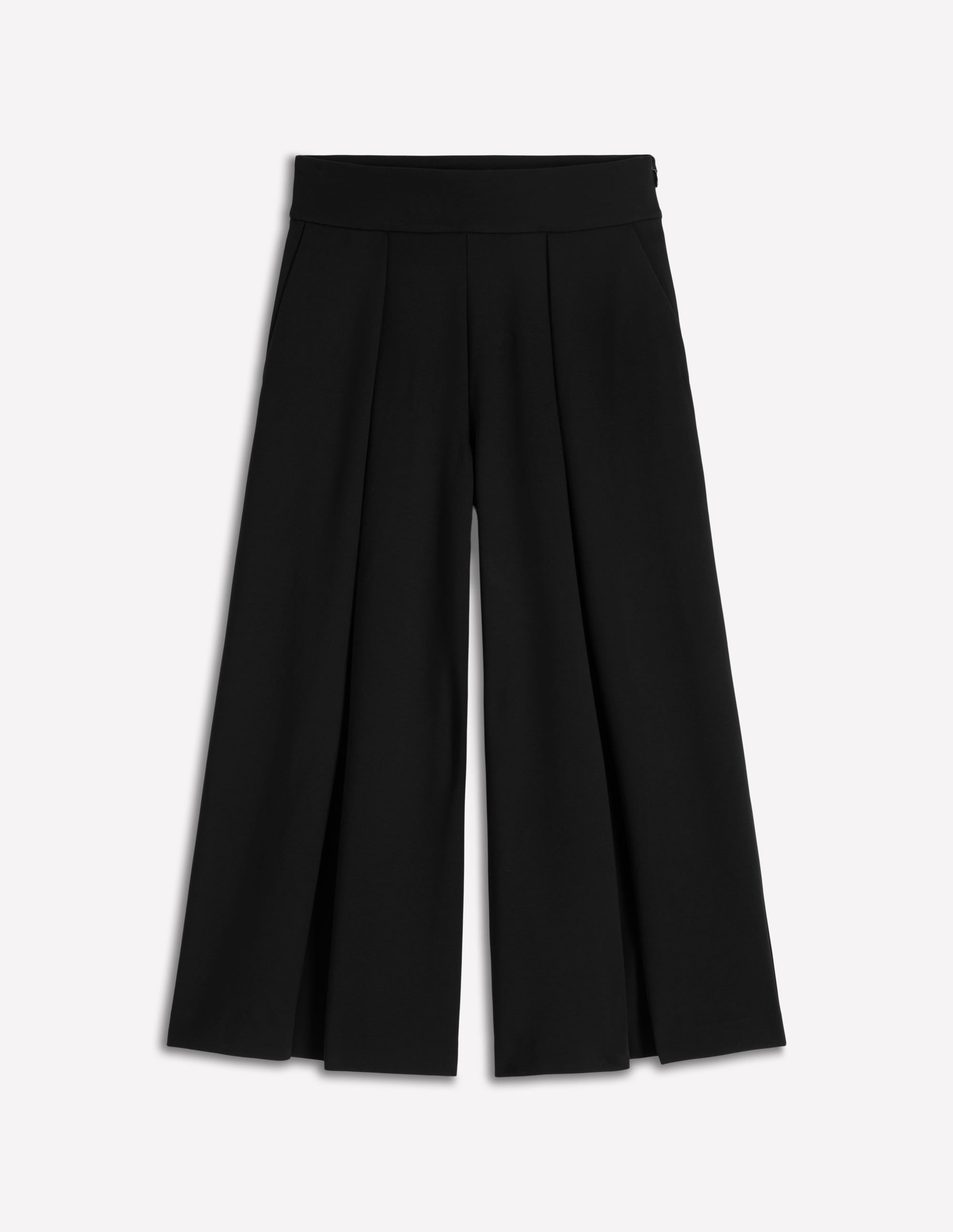 Single Pleat Ponte Culottes-Black - Image 5