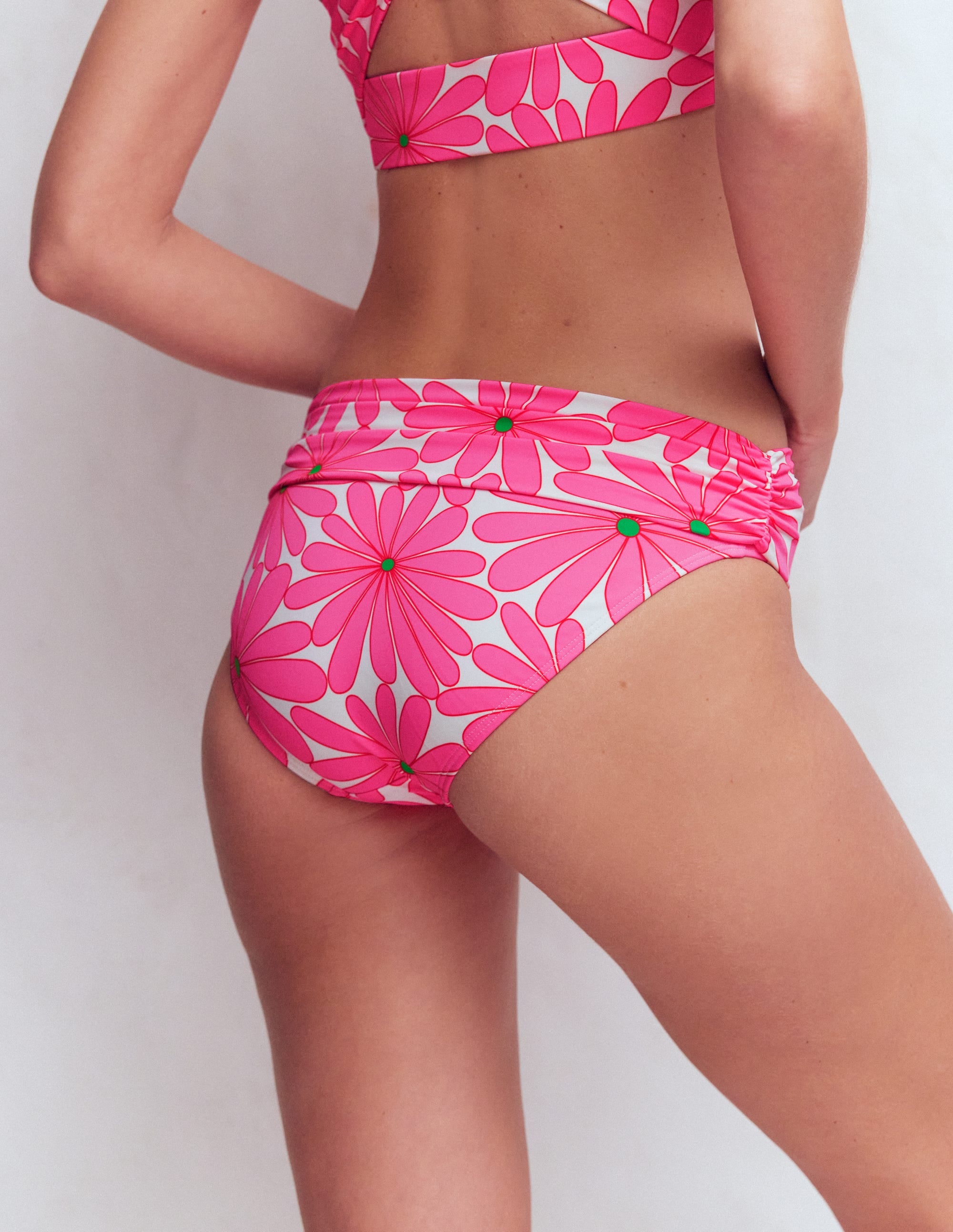 Classic Fold Bikini Bottoms-Sangria Sunset, Daisy Blossom - Image 3