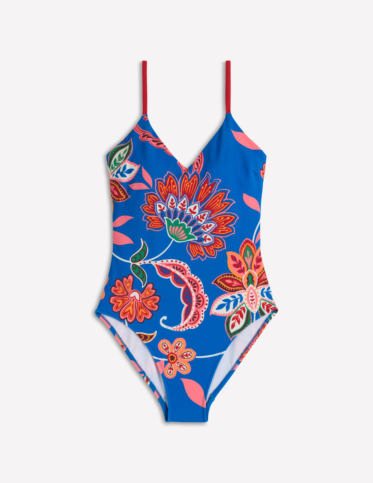Palermo Badeanzug mit V-Ausschnitt-Blau, Elegante Blüten - Image 6
