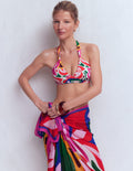 Haut de bikini Minori dos-nu à nœud-Multi, motif Leafy Cascade