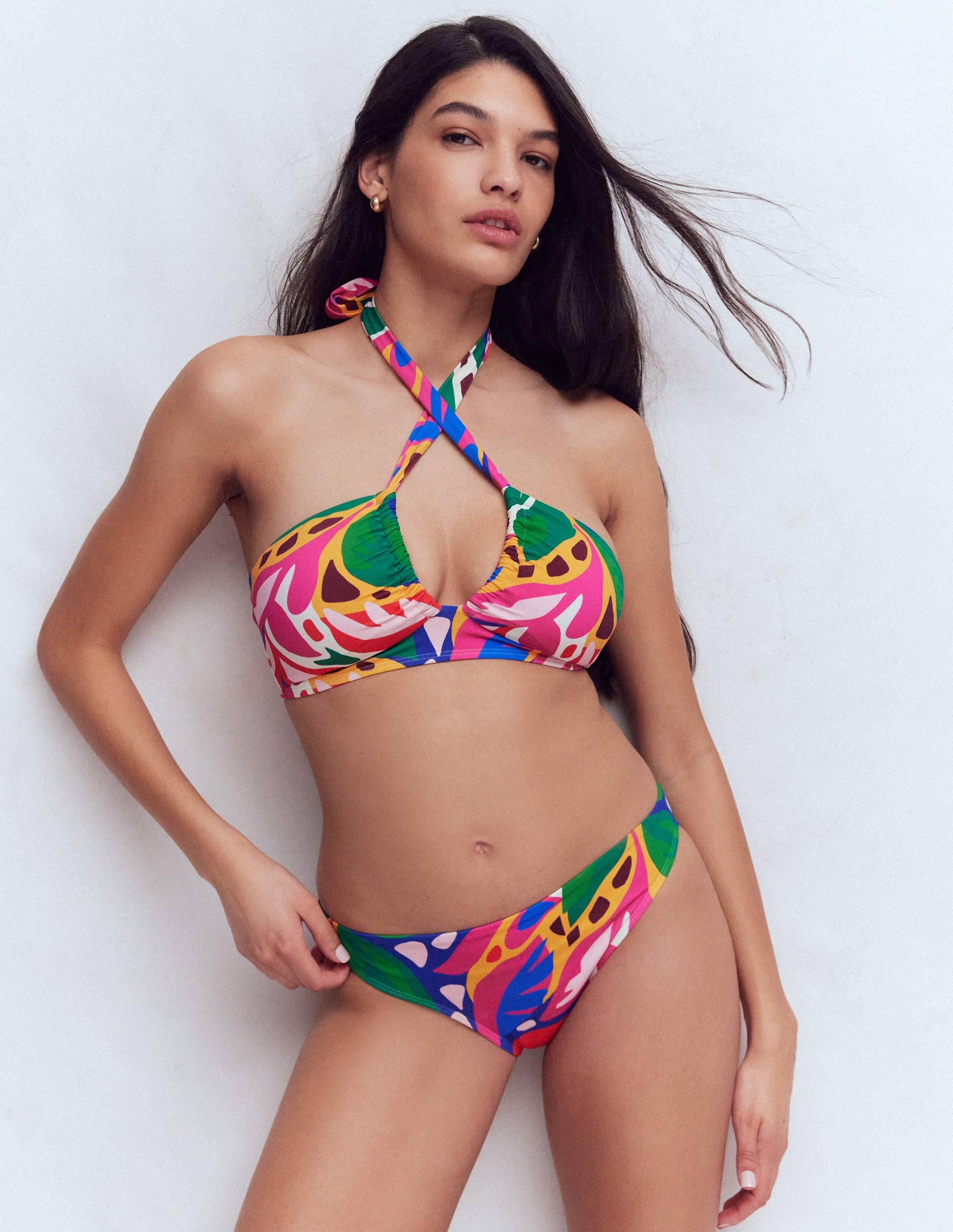 Haut de bikini Minori dos-nu à nœud-Multi, motif Leafy Cascade-6
