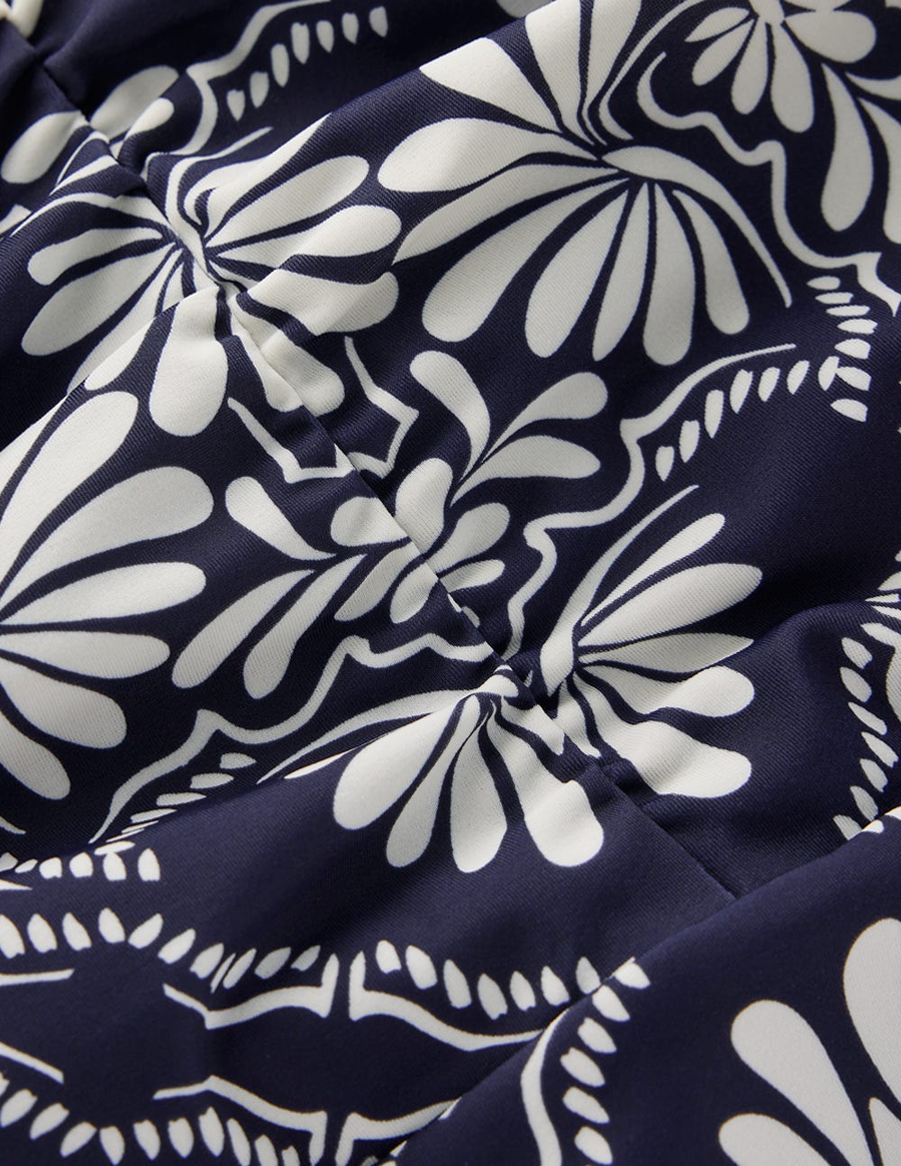 Gather String Swimsuit-French Navy, Botanical Charm - Image 7