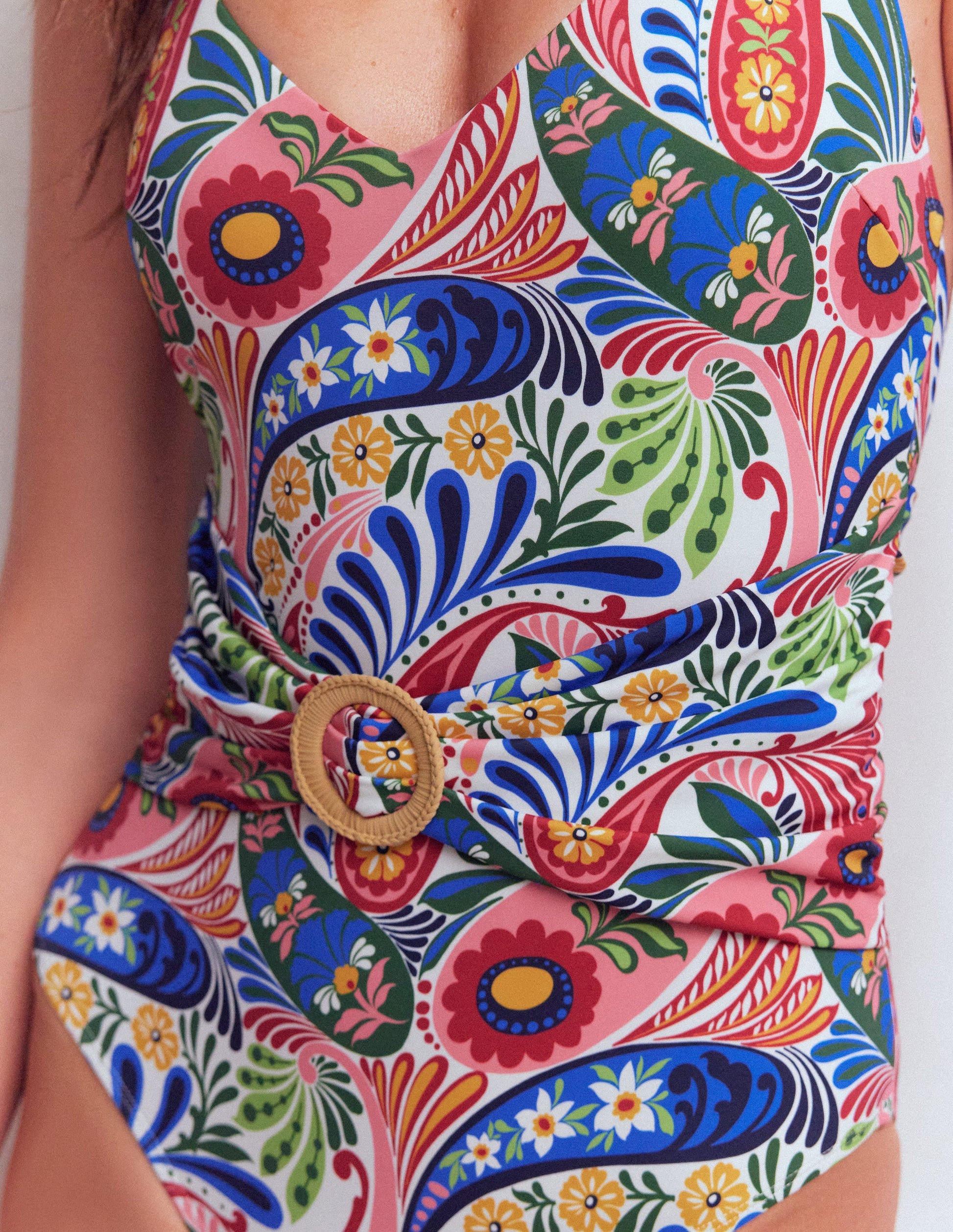Maillot de bain Sorrento à ceinture et anneau-Multi, motif Enchanted Paisley-2