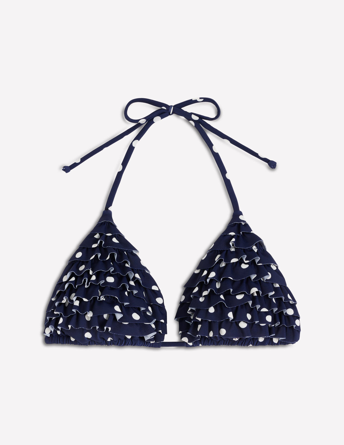 Bikinioberteil mit Rüschen-Navy Tupfen auf Tupfen - Image 6