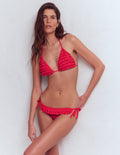 Bikinihose mit Rüschen-Feuriges Korallenrot