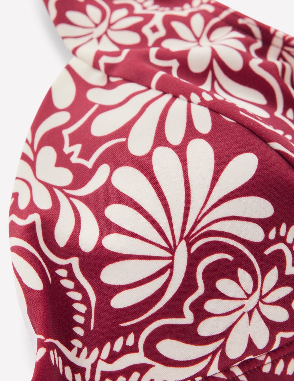 Sweetheart Sleeve Bikini Top-Maroon, Botanical Charm - Image 7