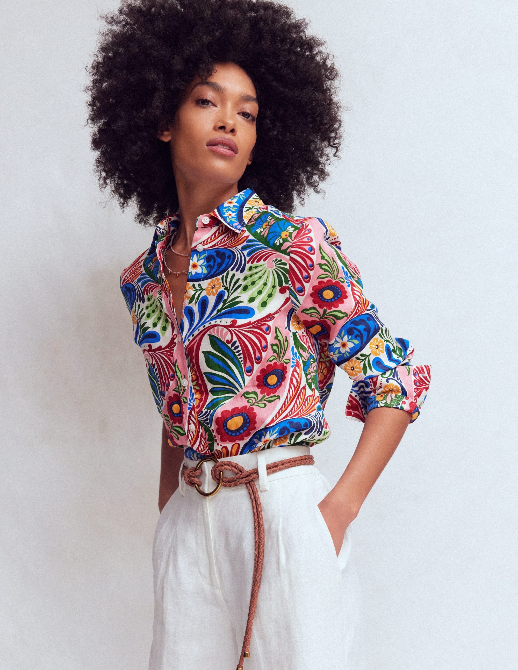 Sienna Linen Shirt-Multi, Enchanted Paisley - Image 4