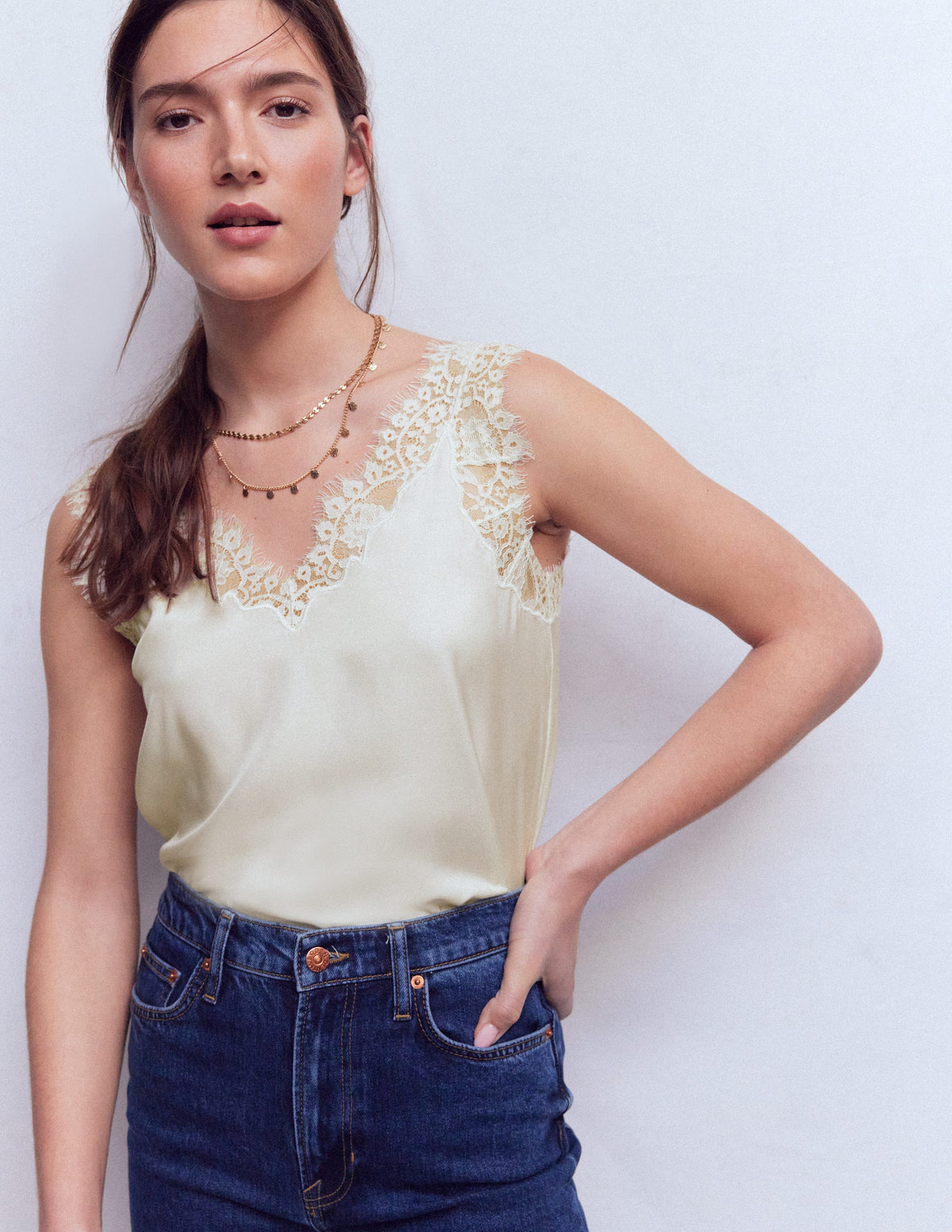 Ara Silk Blend Lace Cami-Ivory-4
