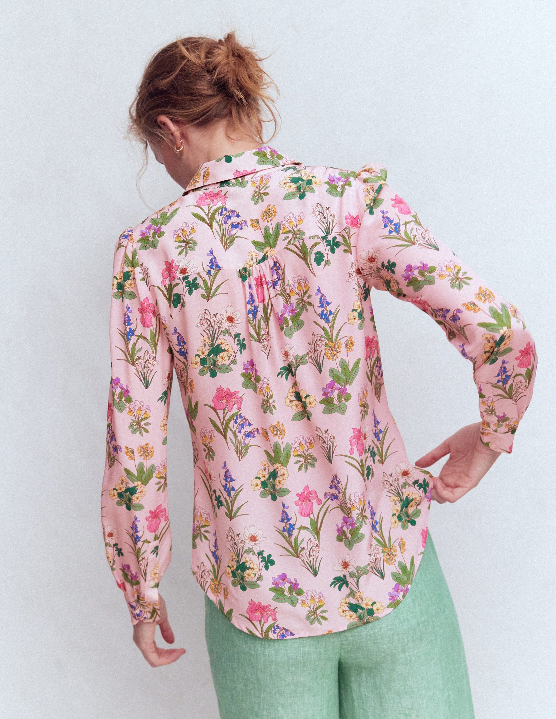 Sara Seidenhemd-Französisches Rosa, Zarte Blüten-3