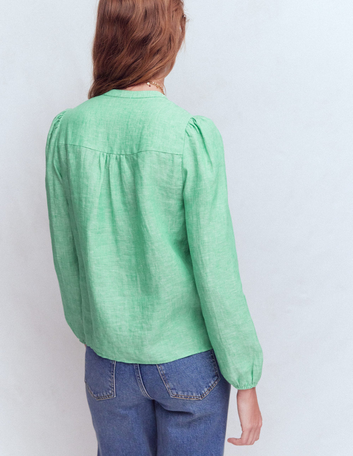 Leinenoberteil mit Besatz-Aloe-Grün Chambray-3