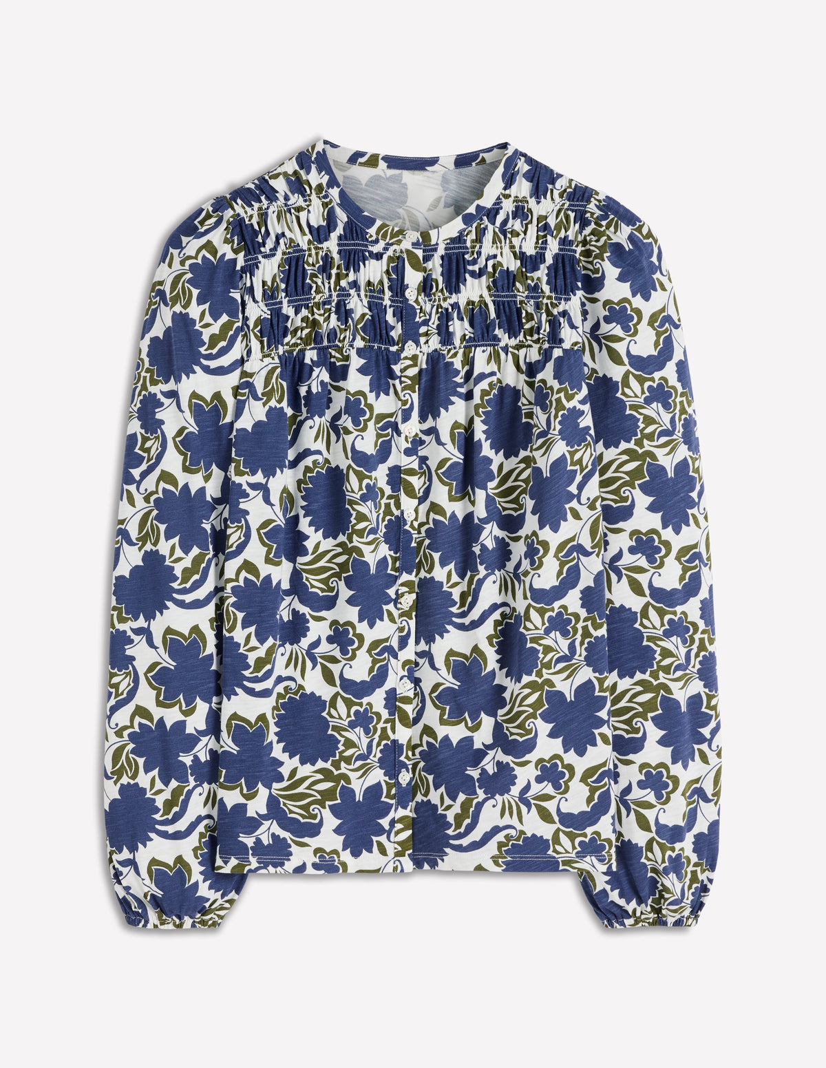 Mya Gesmoktes Jerseyhemd-Reines Marineblau, Schattenblüte - Image 5