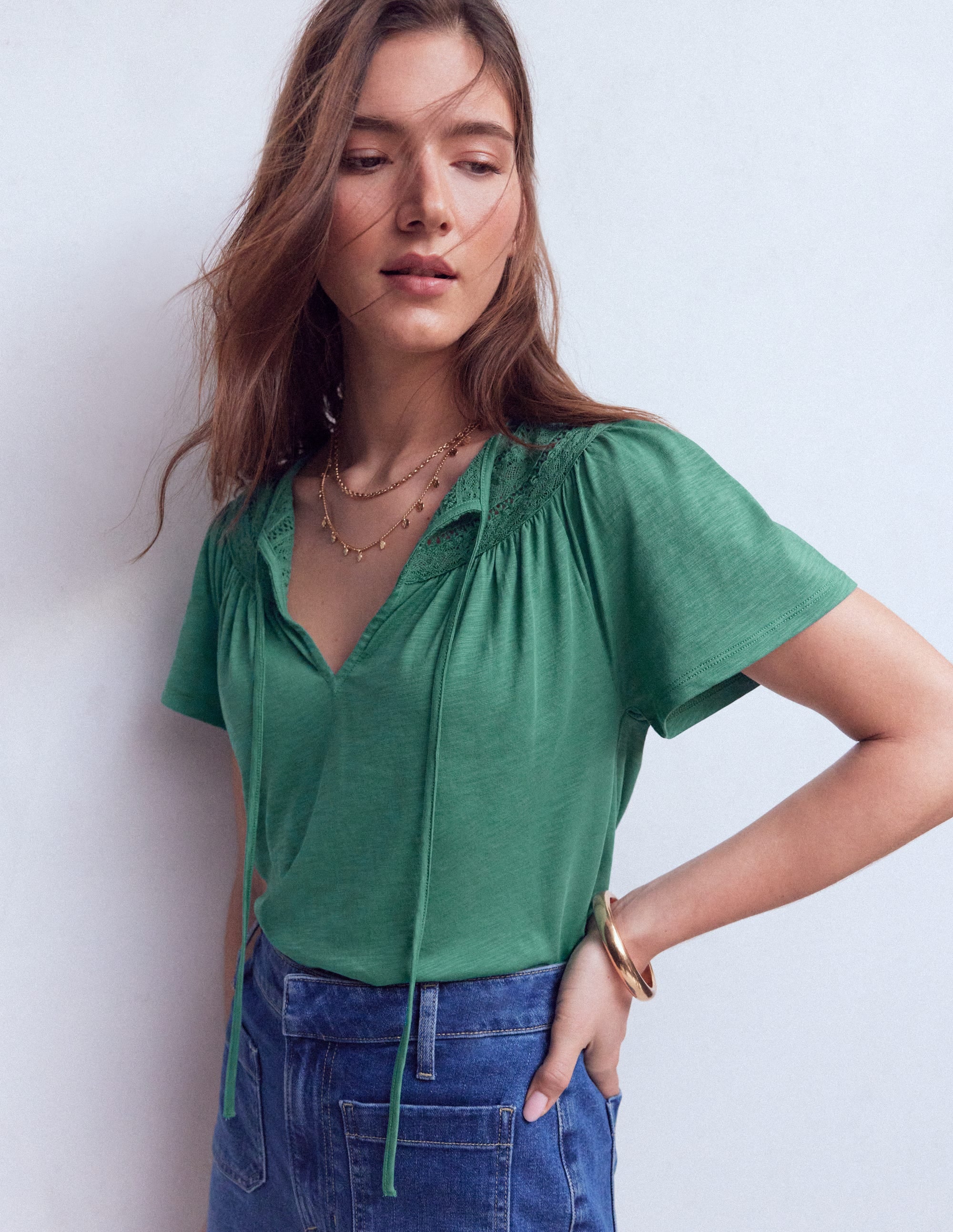 Edi T-Shirt mit Besatz-Meeresblau - Image 1