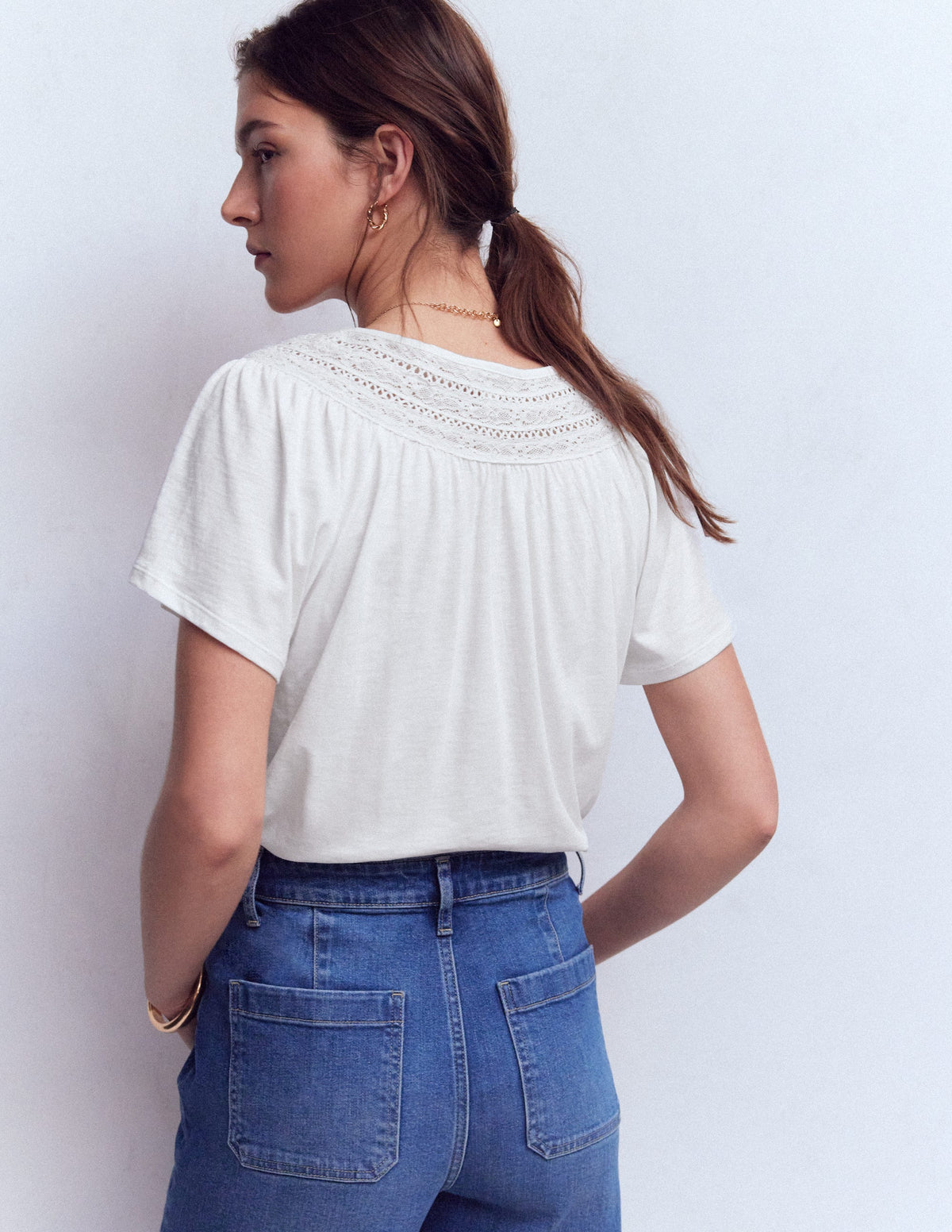 Edi T-Shirt mit Besatz-Weiß-3