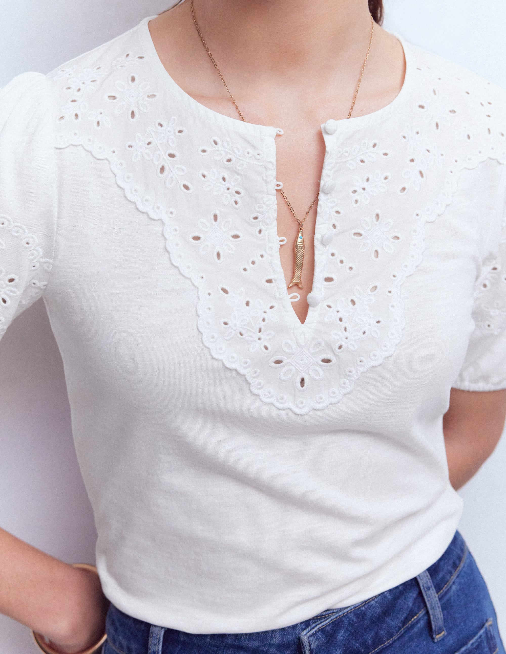Top Ada à broderie anglaise-Blanc - Image 2