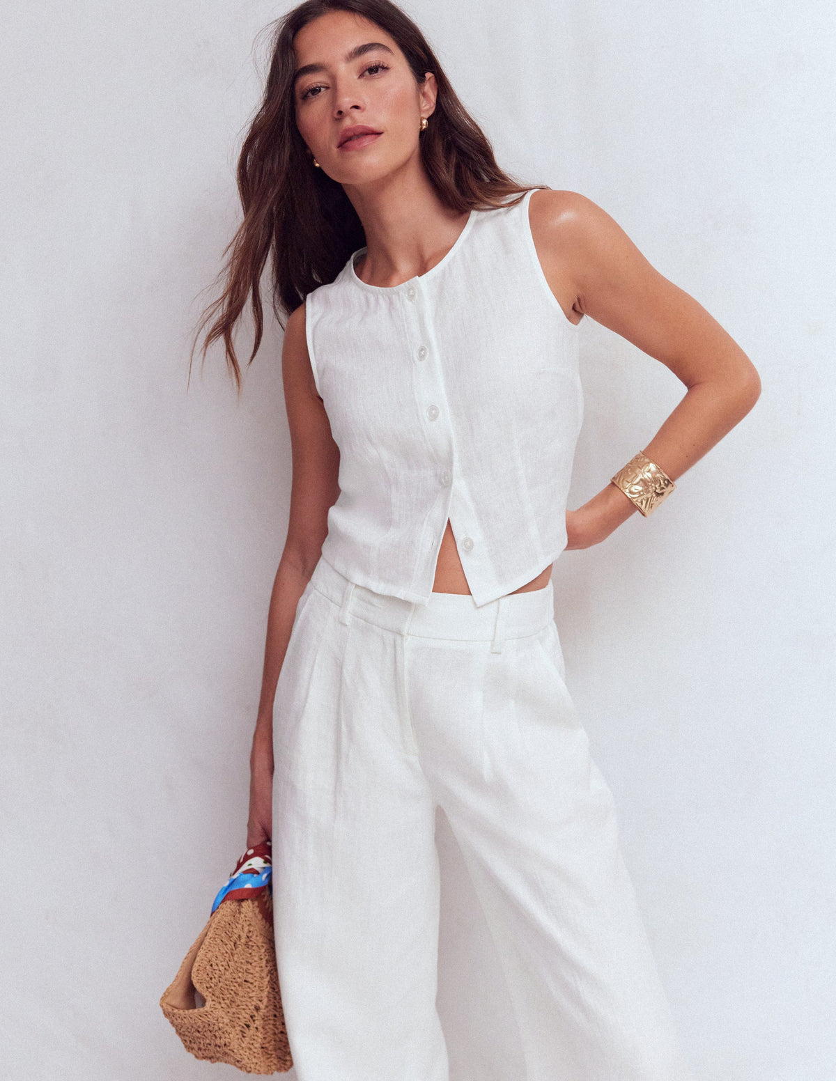 Andrea Linen Shell Top-White - Image 4