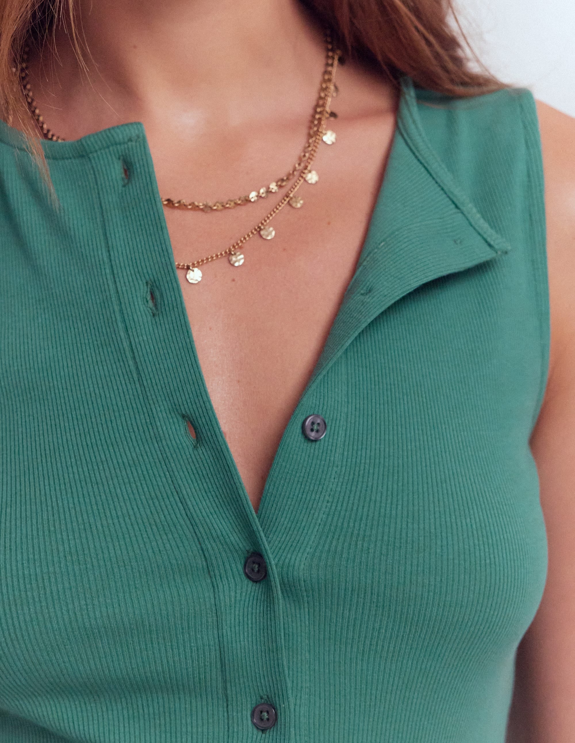 Evie Rippstrick-Top mit durchgehender Knopfleiste-Meeresblau - Image 2