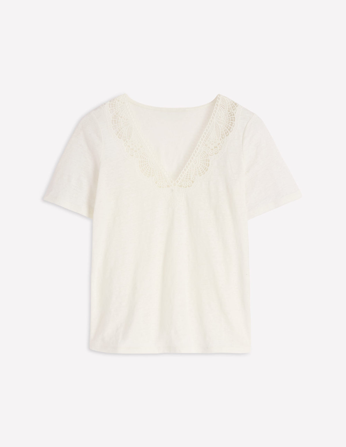 Tara T-Shirt aus Leinen mit Spitzenbesatz-Kokosnussmilch - Image 5