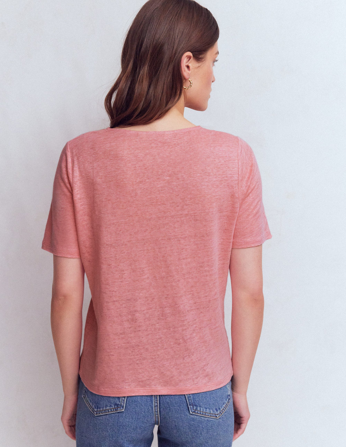 Tara T-Shirt aus Leinen mit Spitzenbesatz-Mandelblütenrosa - Image 3