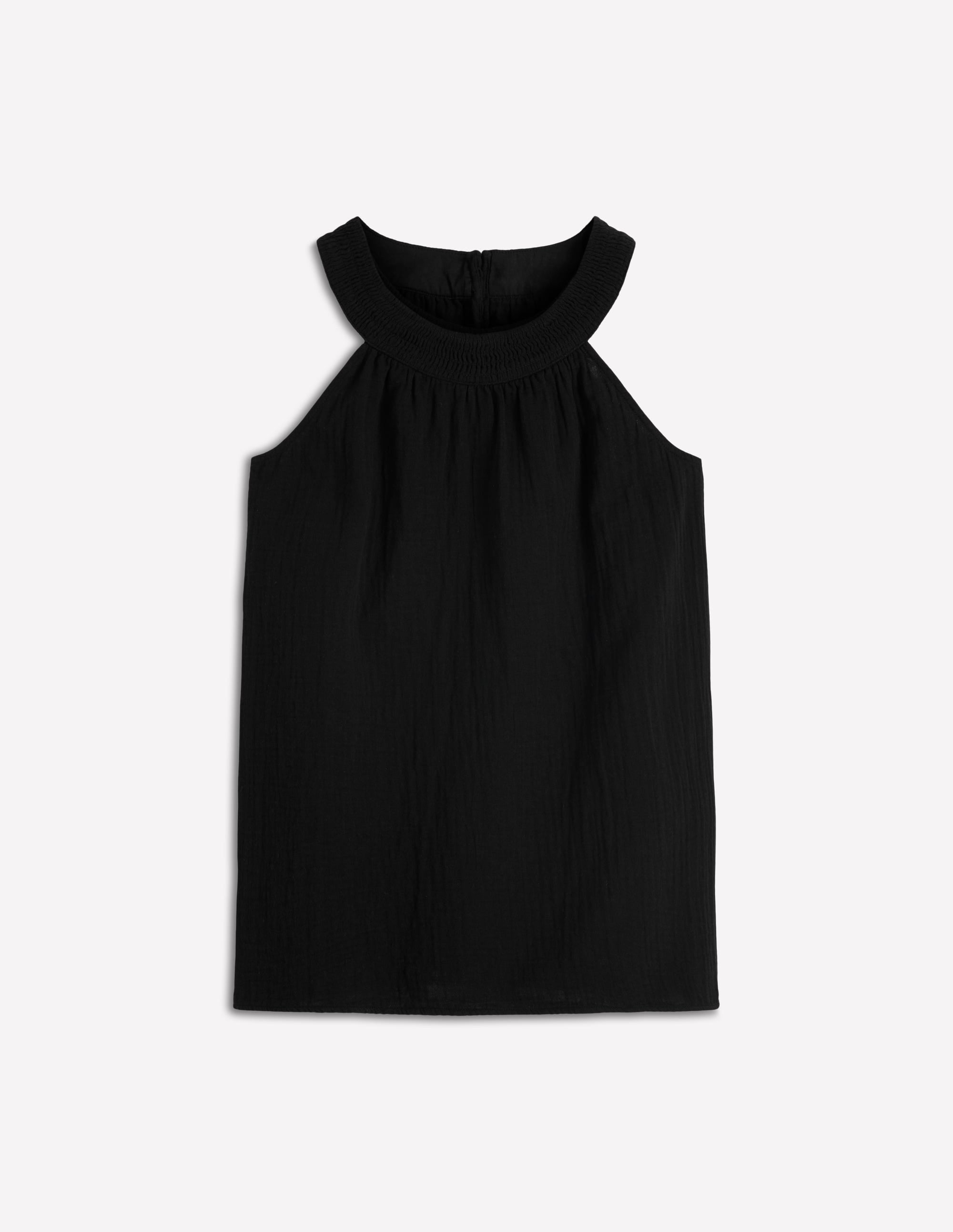 Doppeltuch-Oberteil mit Neckholder-Schwarz - Image 6