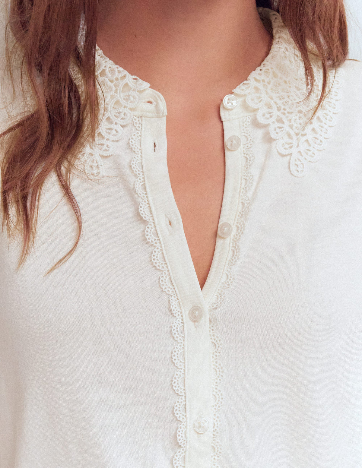 Nessa Broderie Collar Blouse-Ivory - Image 2