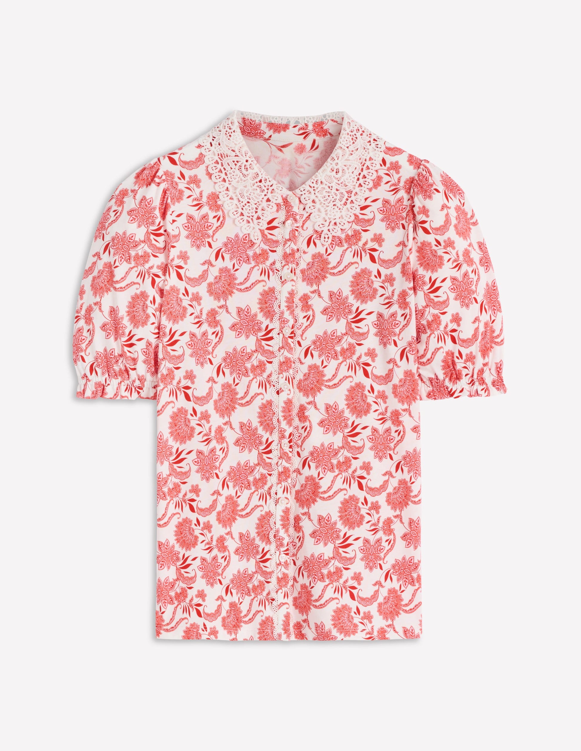Nessa Bluse mit Lochstickerei am Kragen-Pink Geblümt-5