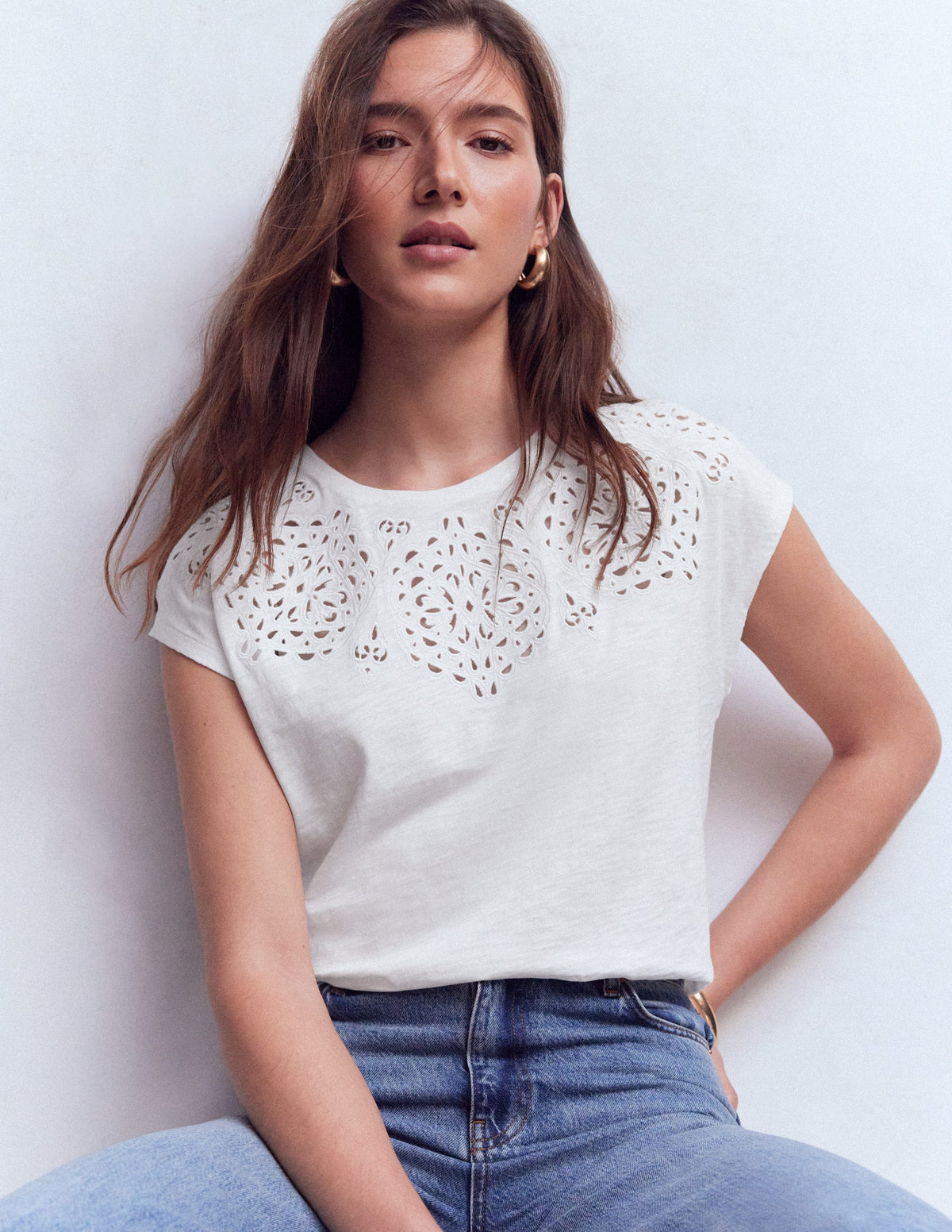 Willow T-Shirt mit Lochstickerei-Strahlendes Weiß - Image 1