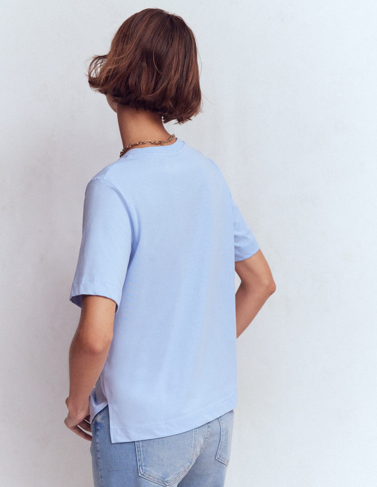 Lockeres Baumwoll-T-Shirt-Brunnera-Blau - Image 3