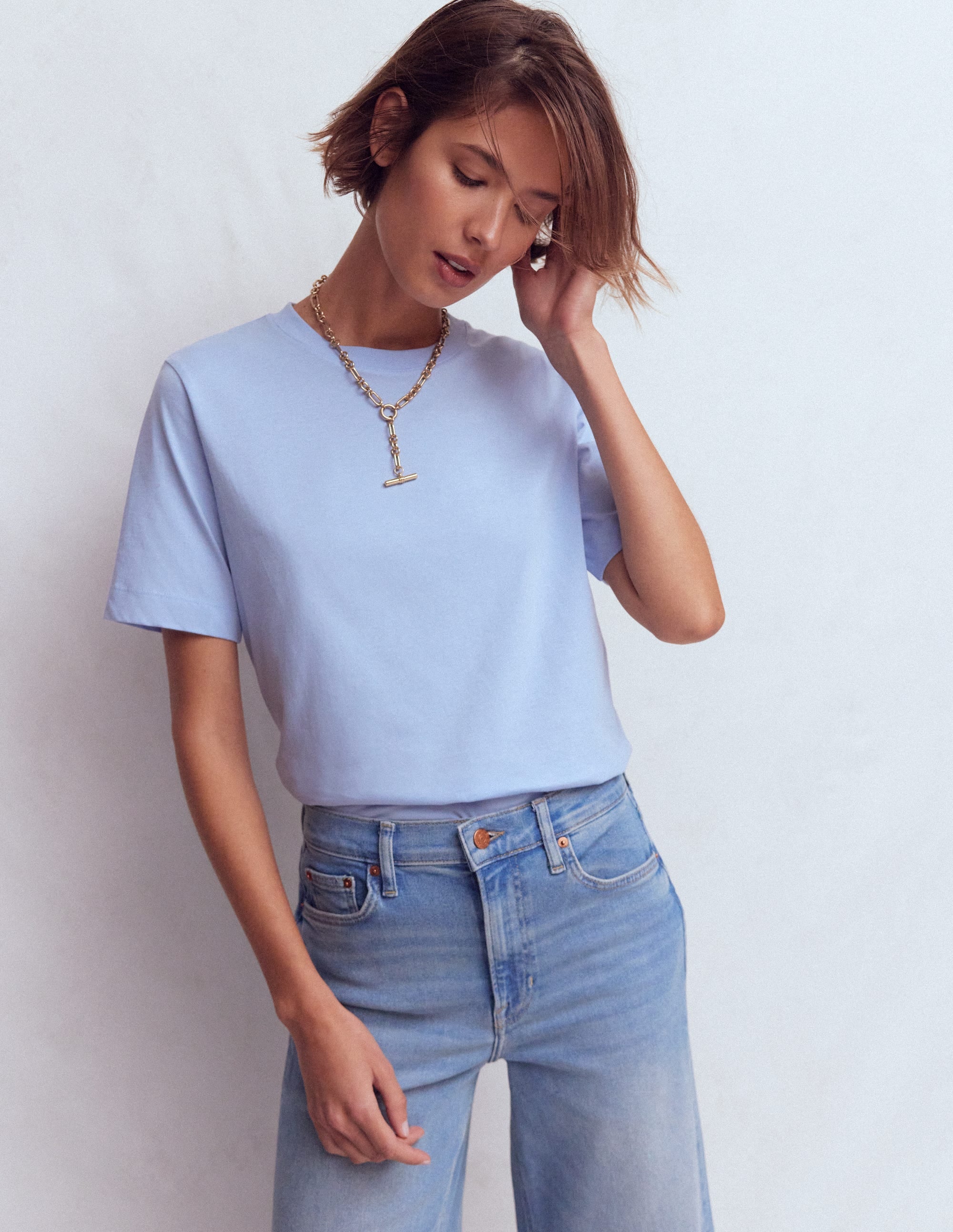 Lockeres Baumwoll-T-Shirt-Brunnera-Blau - Image 4