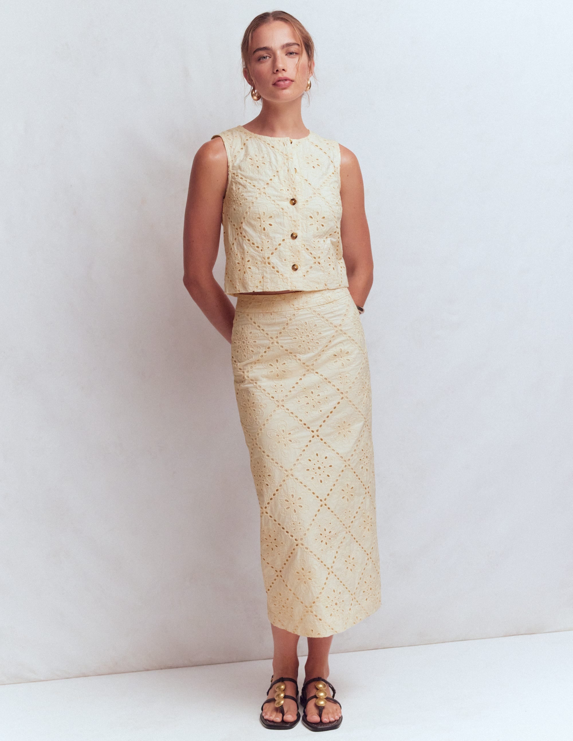 Andrea Cotton Shell Top-Ivory broderie - Image 1
