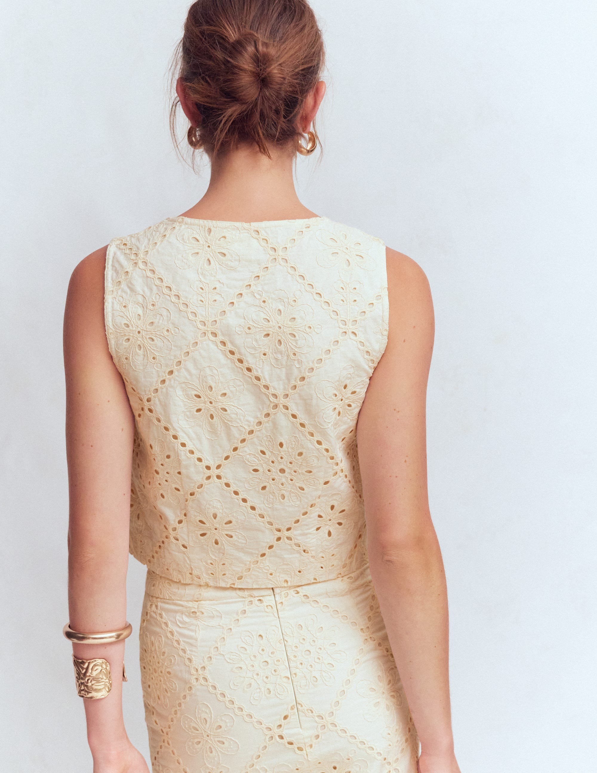 Andrea Cotton Shell Top-Ivory broderie - Image 3