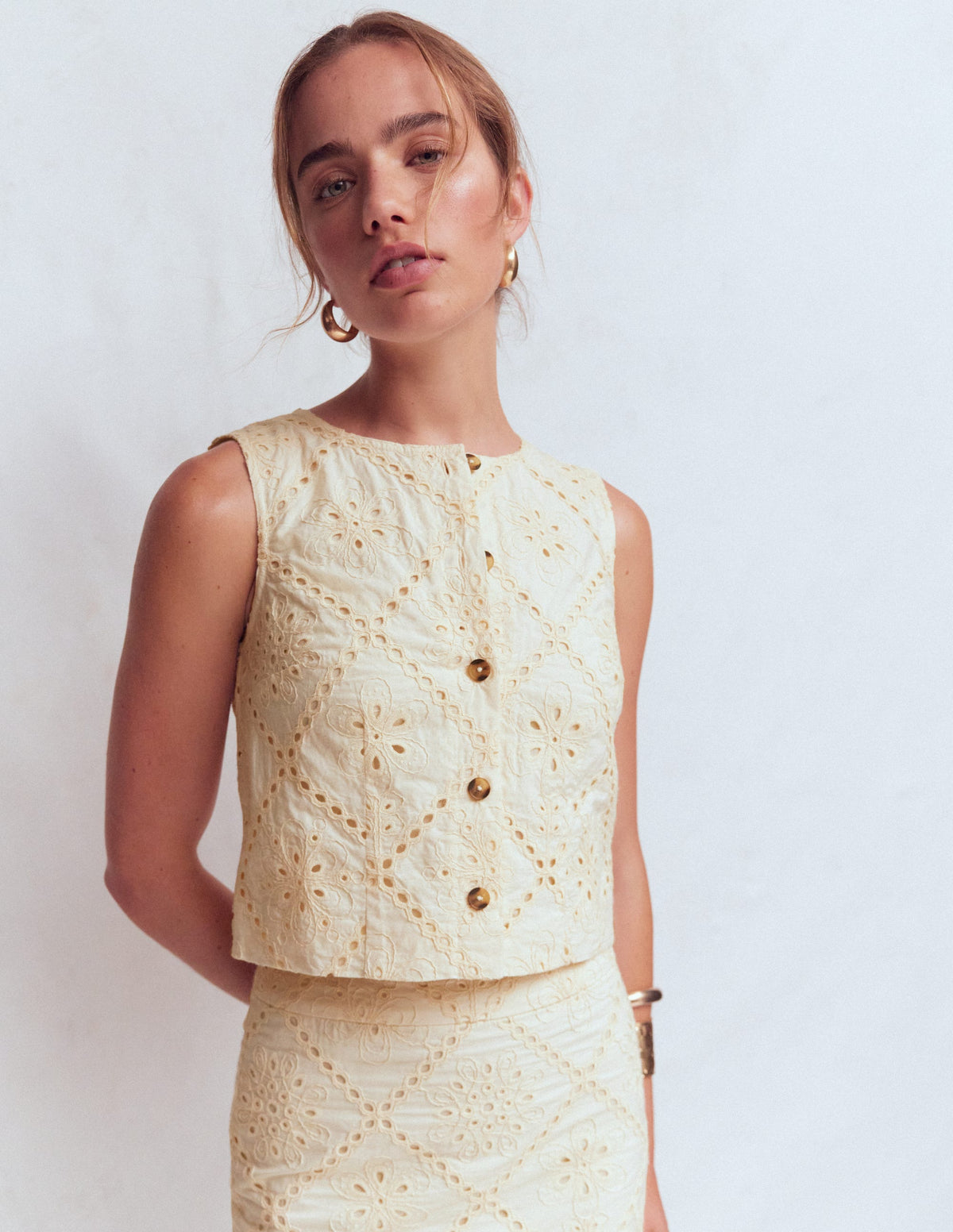 Andrea Cotton Shell Top-Ivory broderie-4
