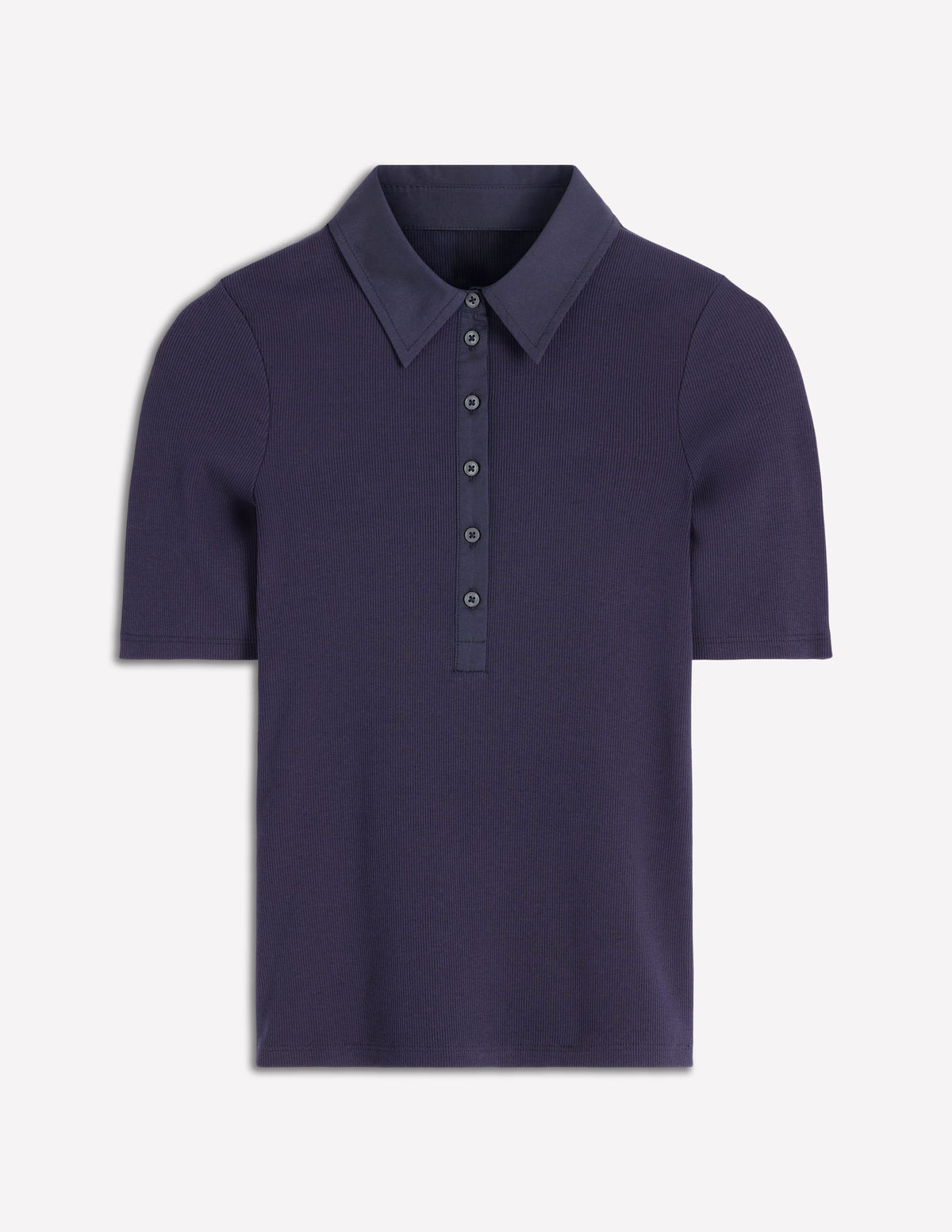 Geripptes Henley-Shirt mit Kragen-Marineblau - Image 5