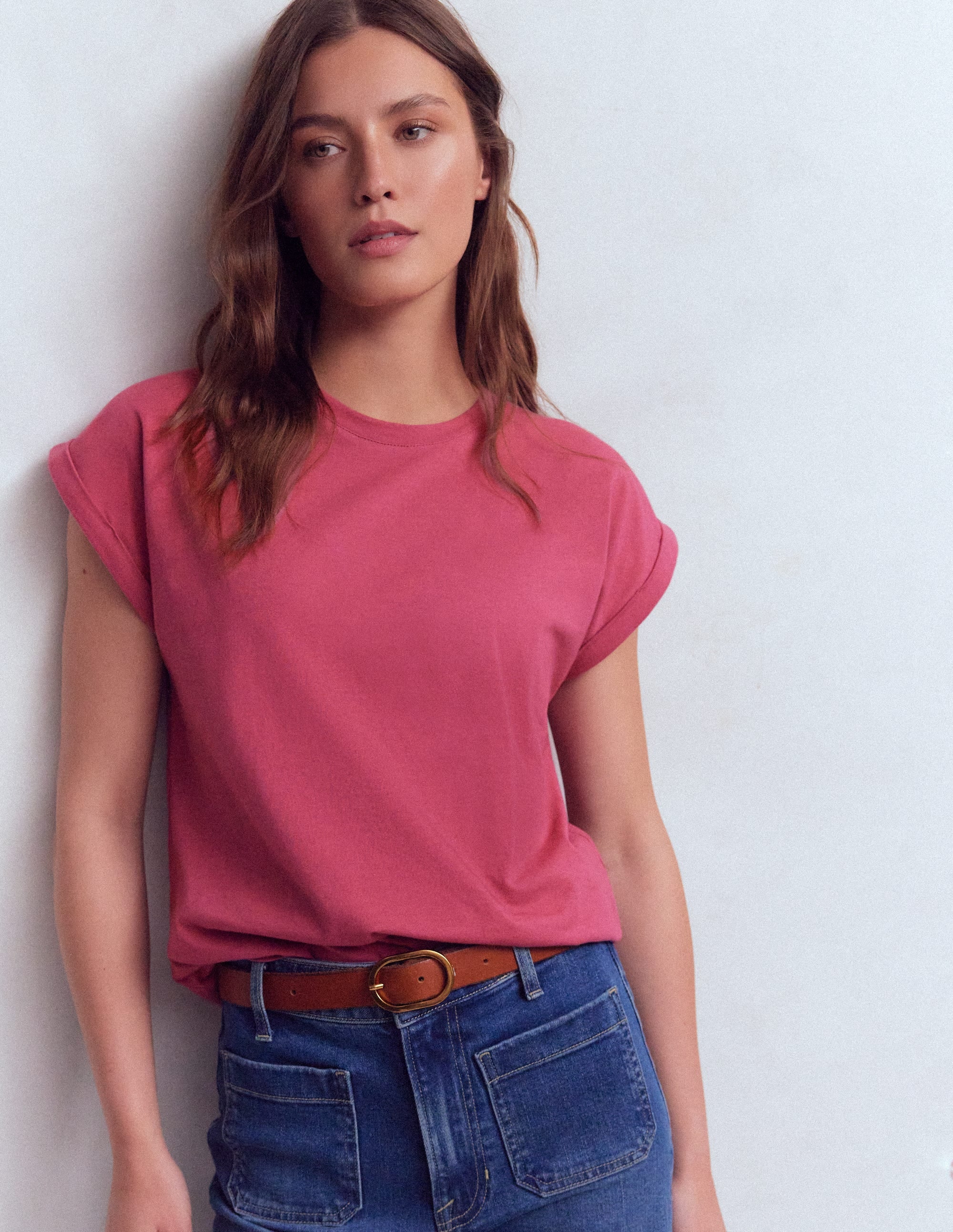 T-Shirt mit Umschlag-Pastellrosa - Image 1