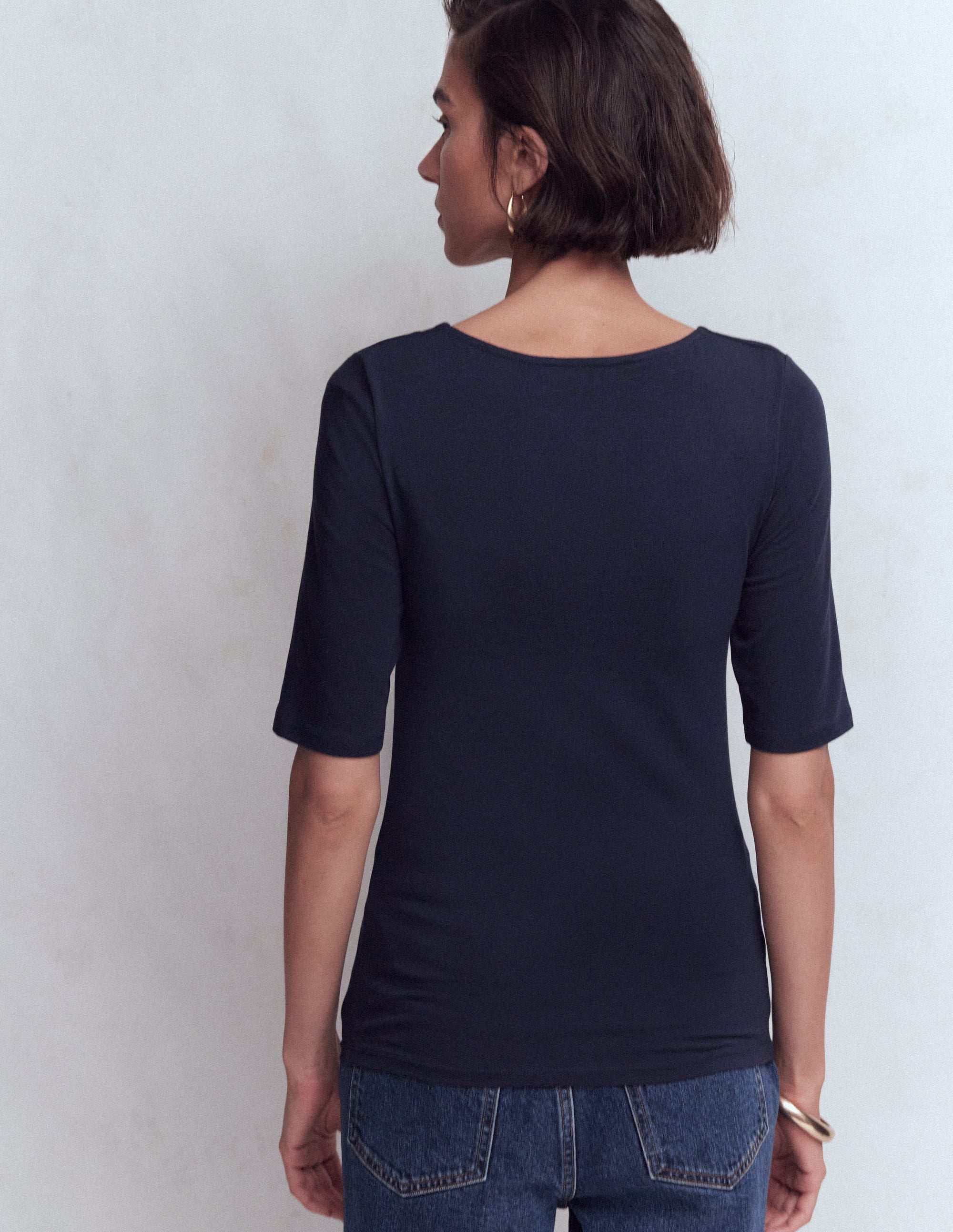 Tia Oberteil mit gerafftem V-Ausschnitt-Marineblau - Image 3
