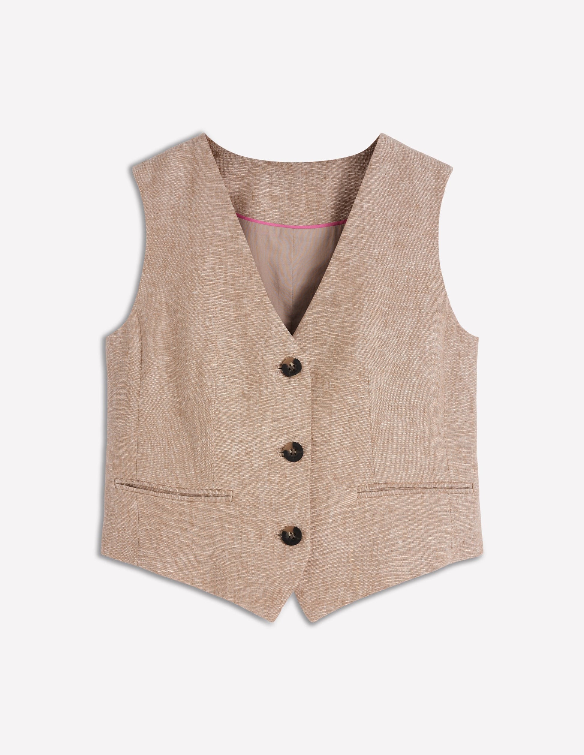 Gilet de costume col V en lin-Amphore, chambray-5