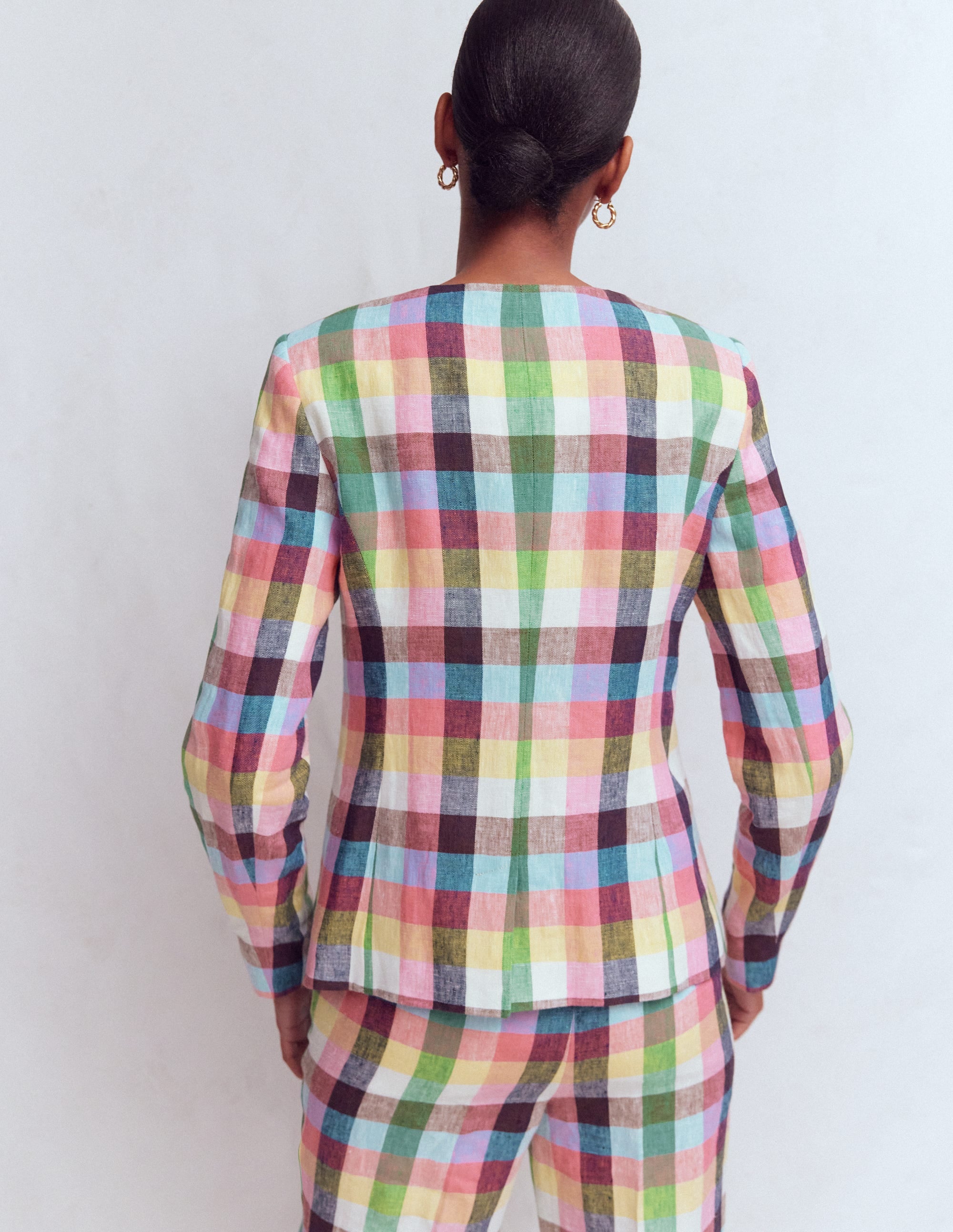 Hampstead Leinenblazer-Sanftes Gelb, Rosa Buntes Vichykaro - Image 4