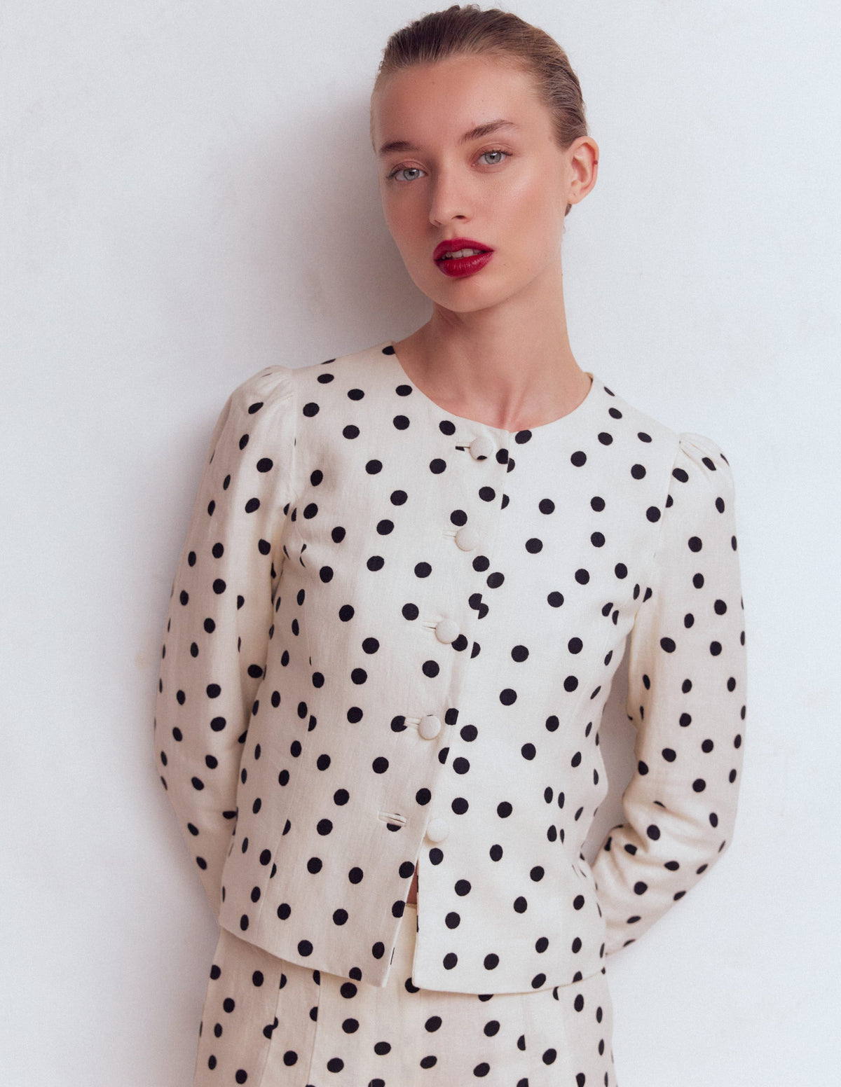 Salisbury Puff Sleeve Jacket-Painted Dot Spaced-1