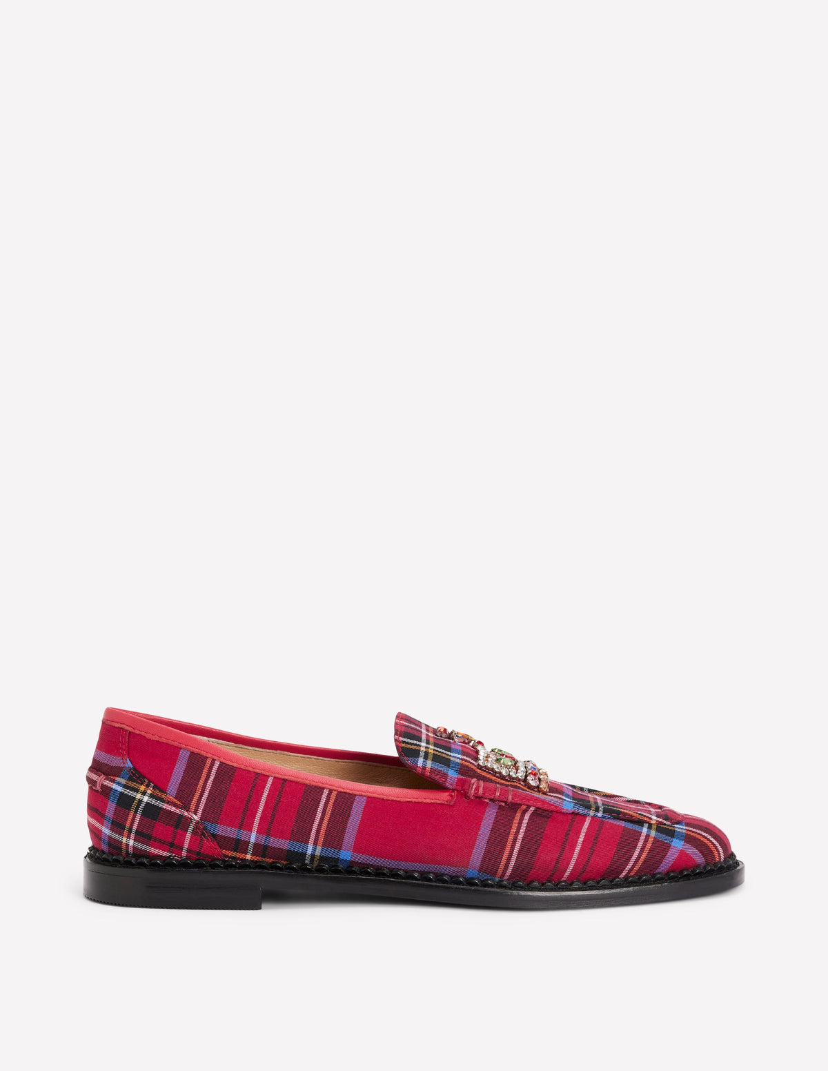 Mocassins Nya-Carreaux écossais rouge, couronne - Image 1