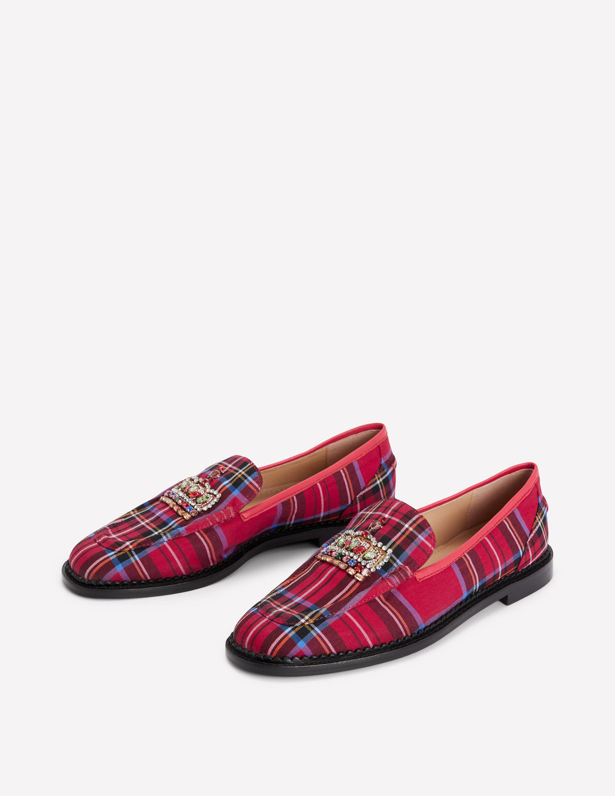 Mocassins Nya-Carreaux écossais rouge, couronne - Image 4