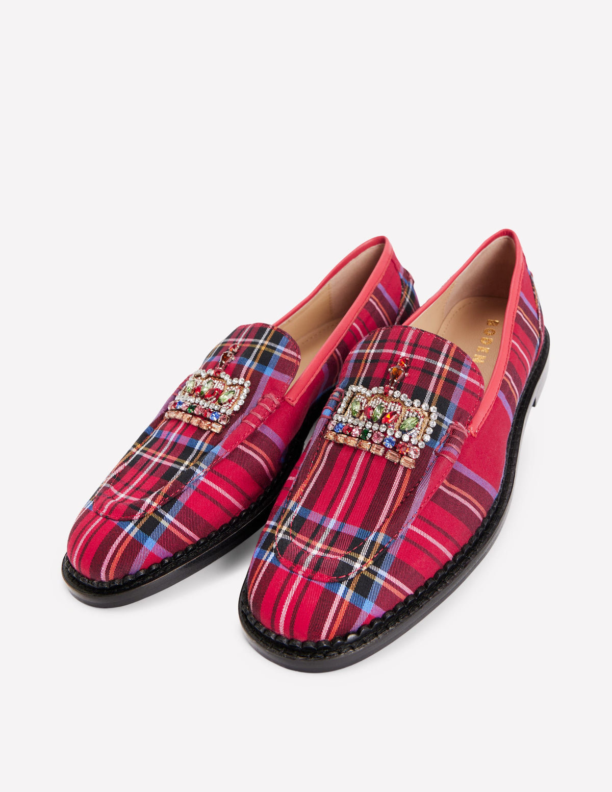 Mocassins Nya-Carreaux écossais rouge, couronne - Image 5