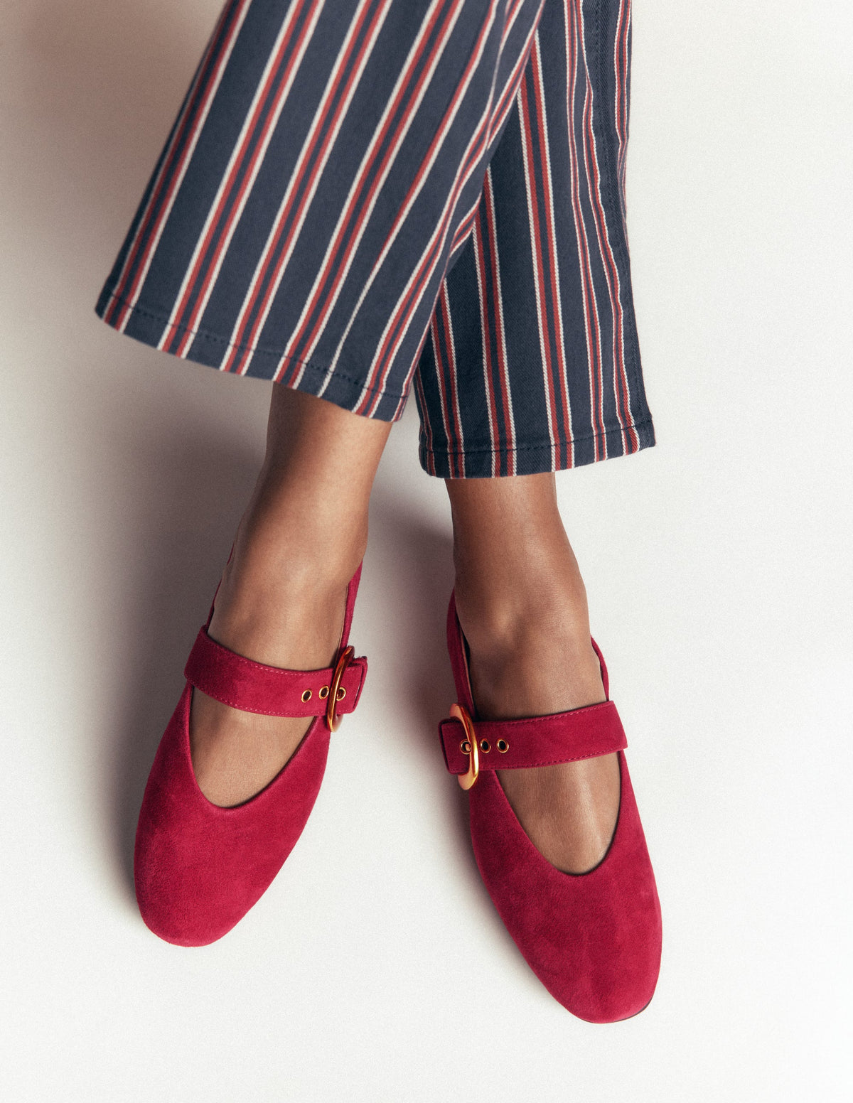 Kylie Flache Mary Janes mit Schnalle-Weinrot-3