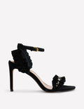 Absatzsandalen mit Faltendetail-Schwarz