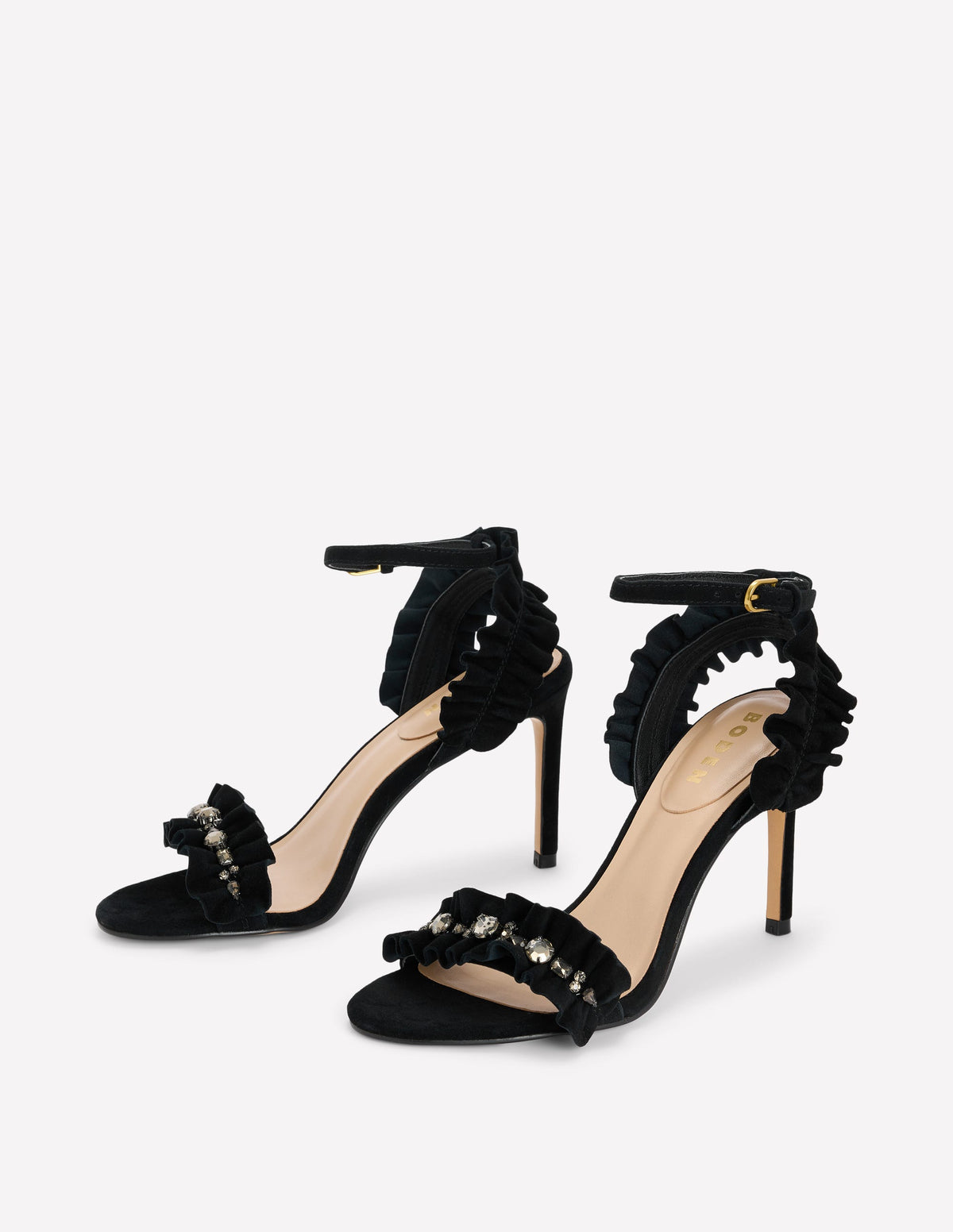 Absatzsandalen mit Faltendetail-Schwarz - Image 3
