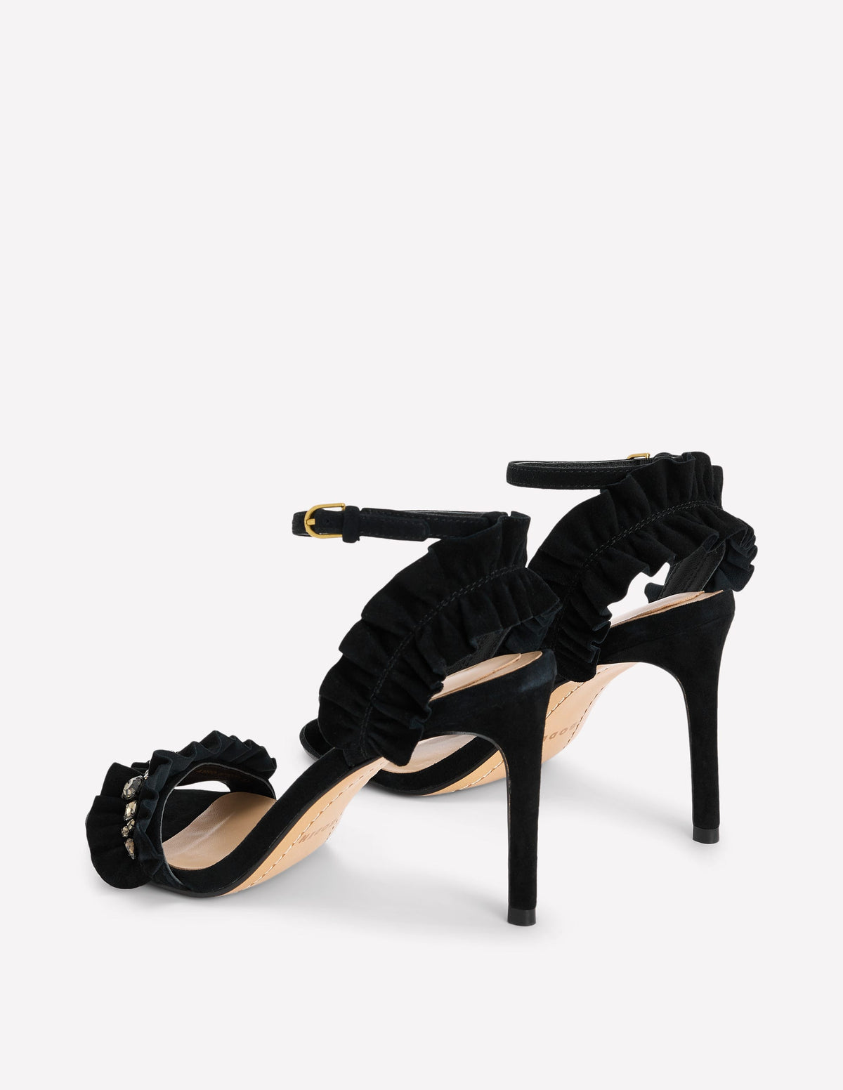 Absatzsandalen mit Faltendetail-Schwarz - Image 5