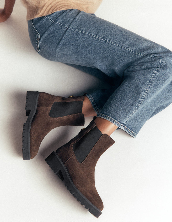 Jessie Chelsea-Stiefel mit breiter Sohle-Schoko