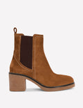 Chelsea-Stiefel mit Krepp-Absatz-Goldbraun