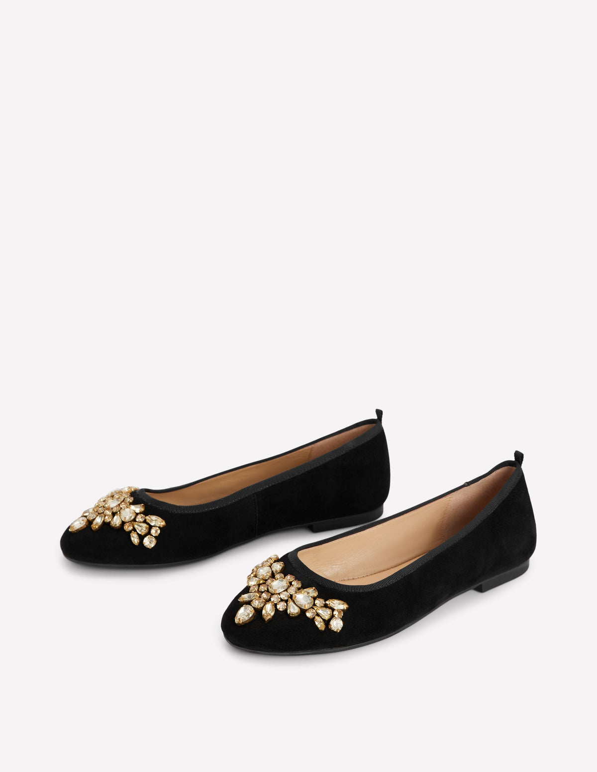Patti Ballerinas mit runder Zehenpartie-Schwarzes Wildleder Verziert-3